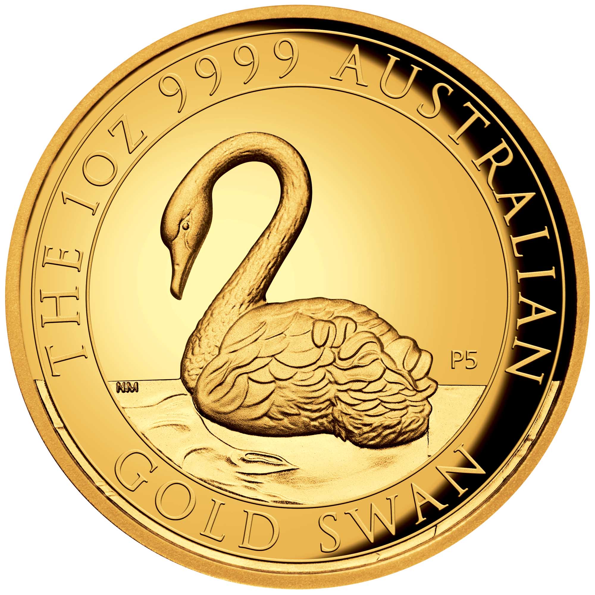 02 australian swan 2021 1oz gold proof high relief StraightOn