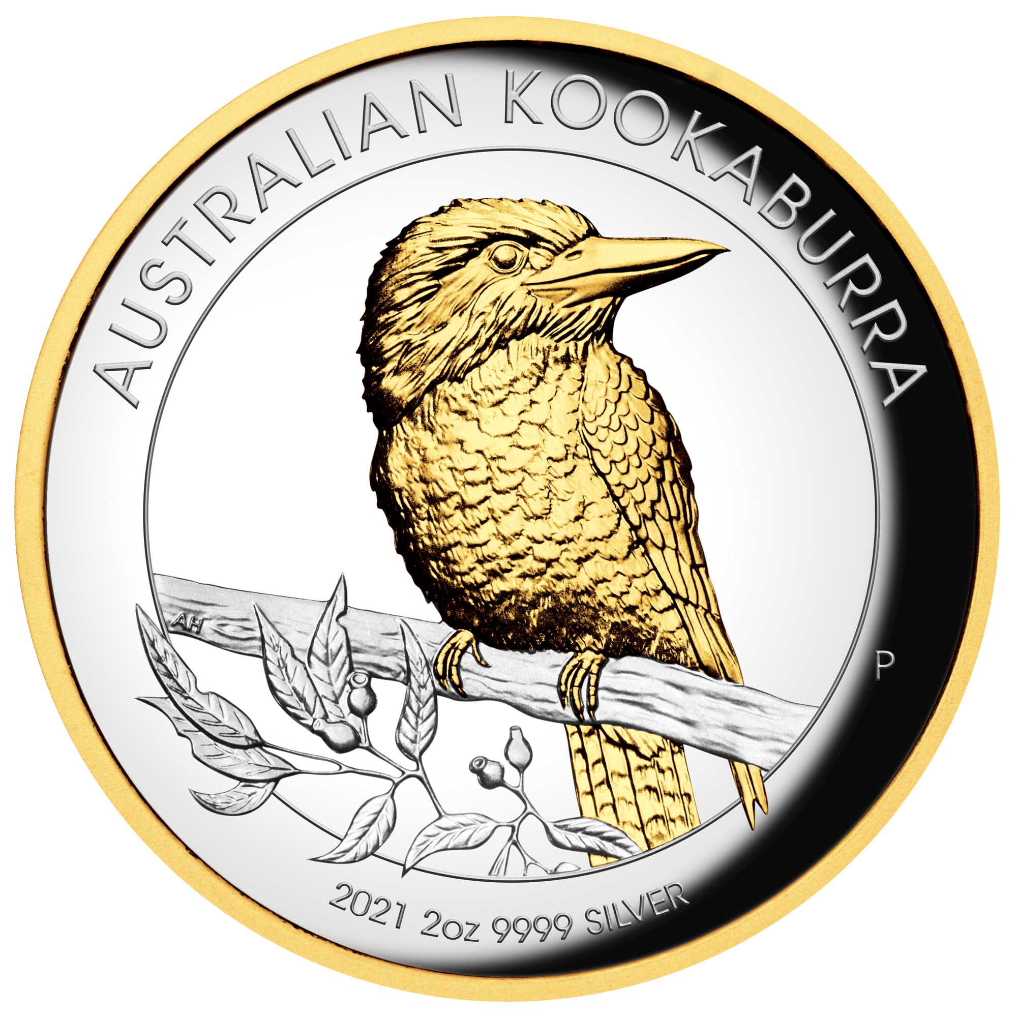 02 2021 Kookaburra 2oz Silver Proof HR Gilded StraightOn HighRes