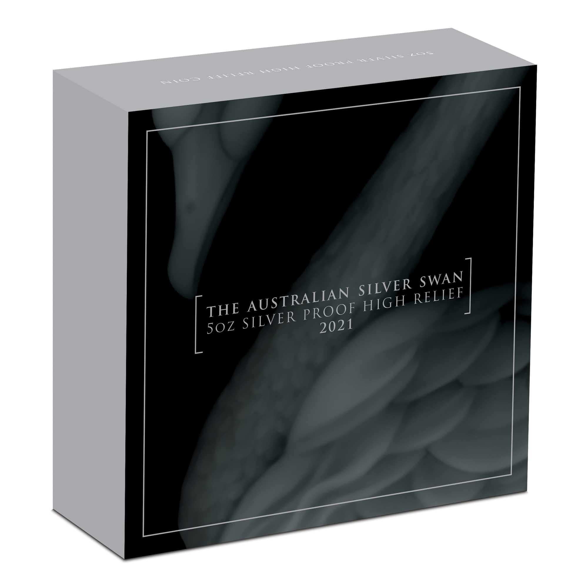 05 2021 Swan 5oz Silver Proof High Relief Coin InShipper HighRes