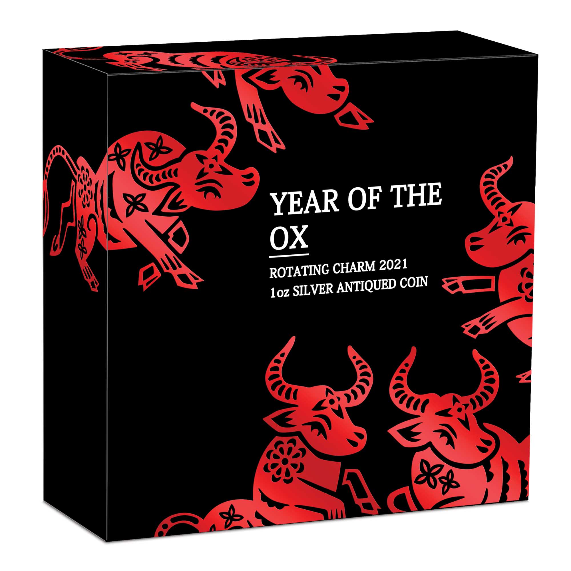 05 year of the ox rotating charm 2021 1oz silver antiqued coin InShipper