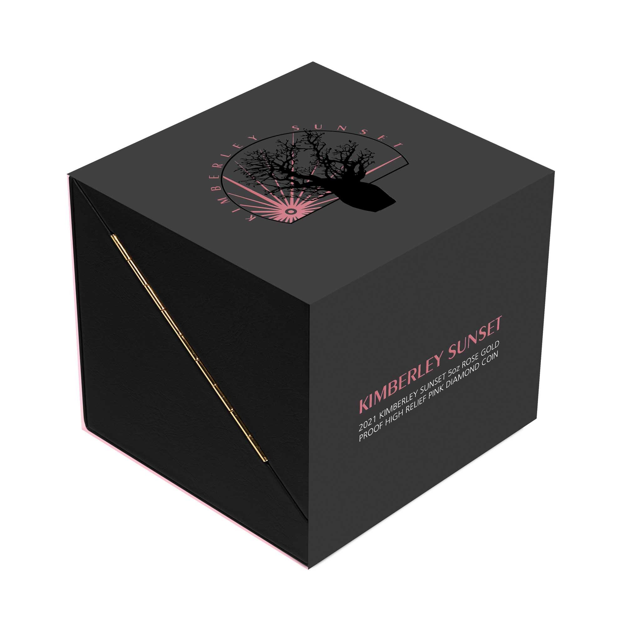 05 2021 KimberleySunset 5oz Rose Gold Proof HighRelief Coin InShipper HighRes