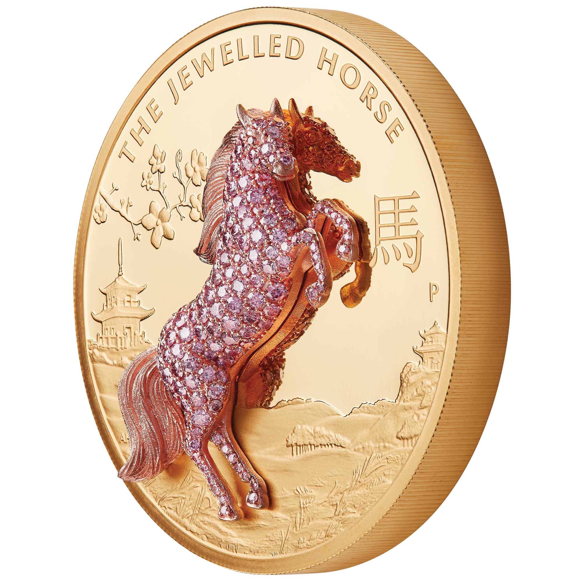 02 the jewelled horse 2021 10oz gold proof OnEdge