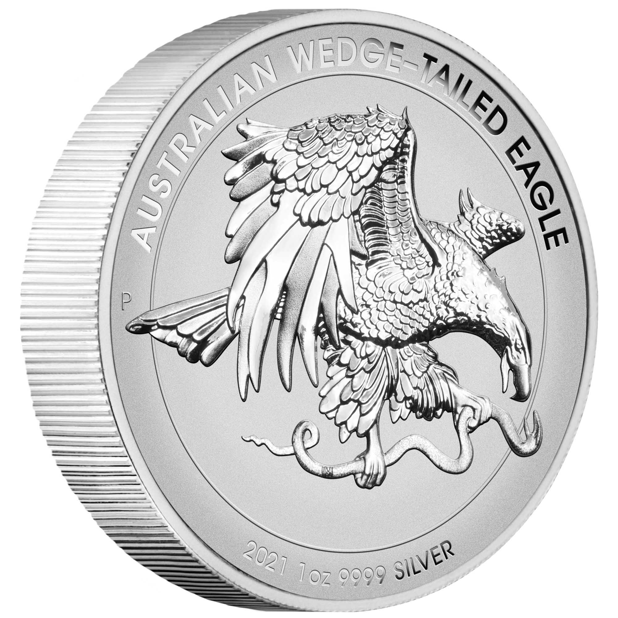 01 australian wedge tailed eagle 2021 1oz silver enhanced reverse proof high relief OnEdge