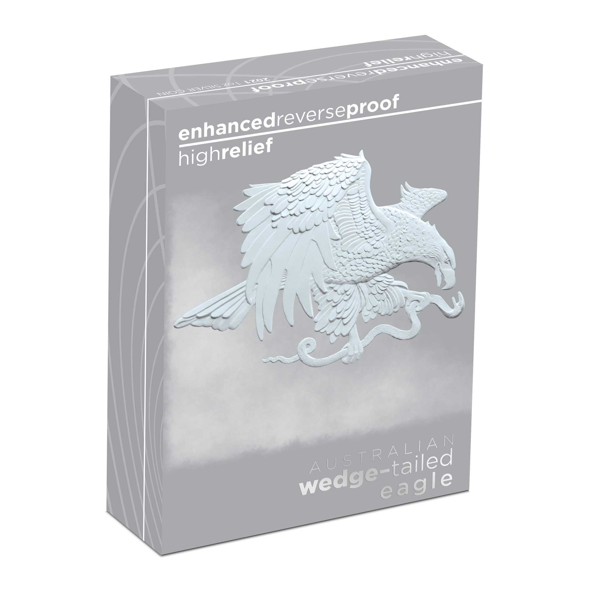05 australian wedge tailed eagle 2021 1oz silver enhanced reverse proof high relief InShipper