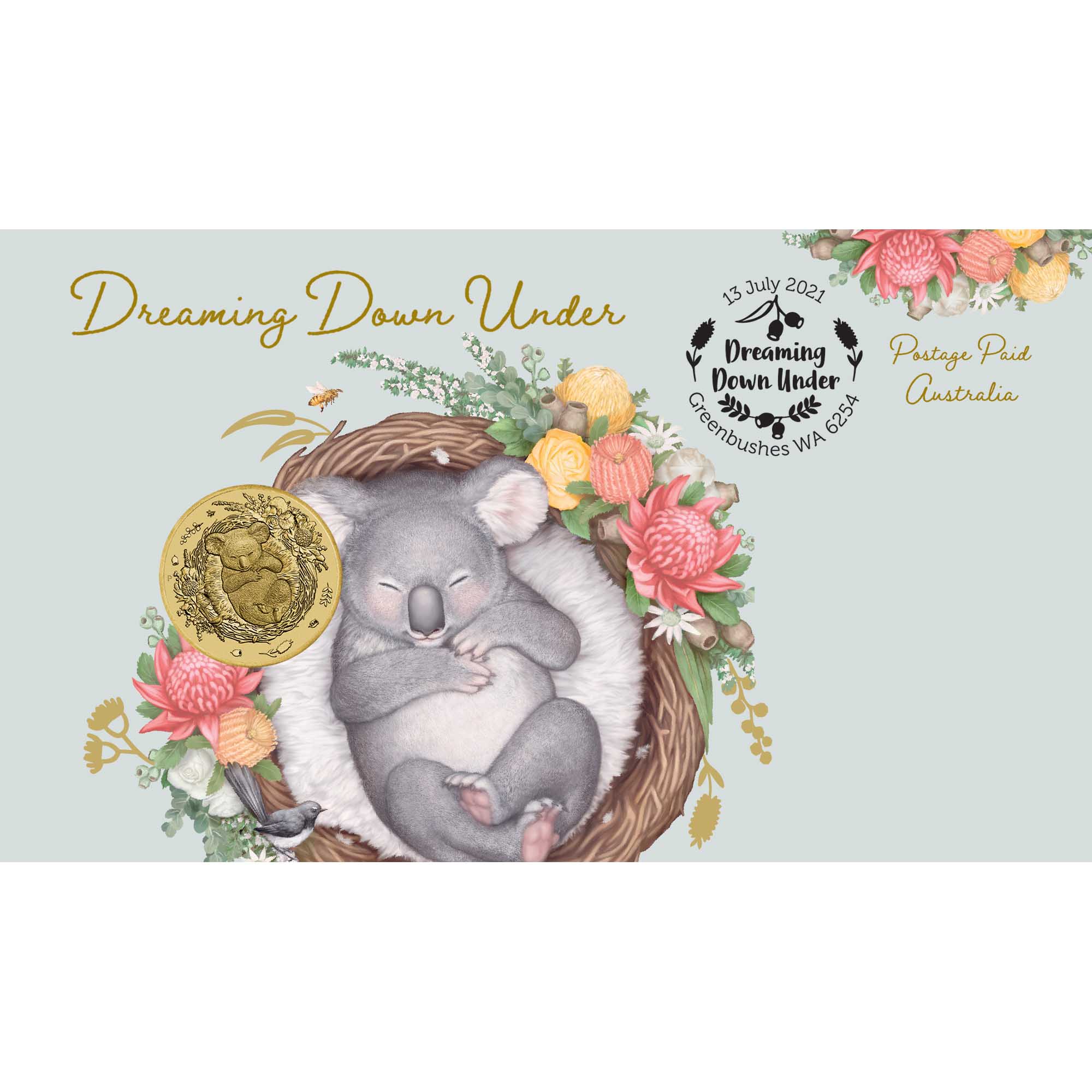 04 dreaming down under 2013 koala 2021 postal numismatic cover PNC