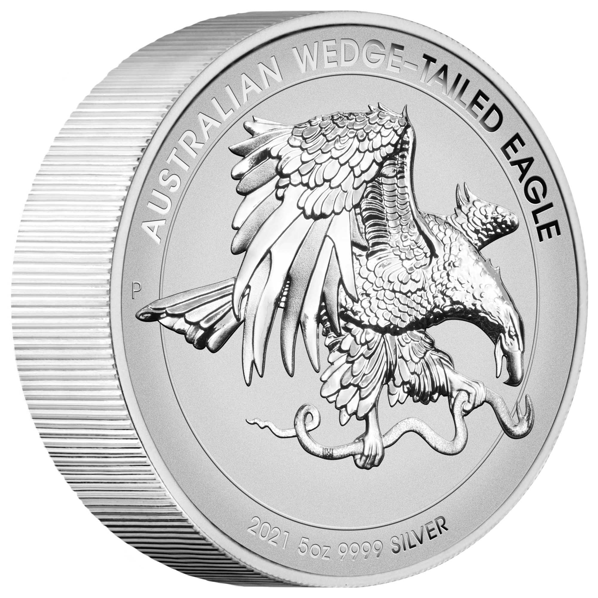 01 2021 Australian Wedge Tailed Eagle 5oz Silver Enhanced High Relief Reverse Proof Coin StraightOn HighRes