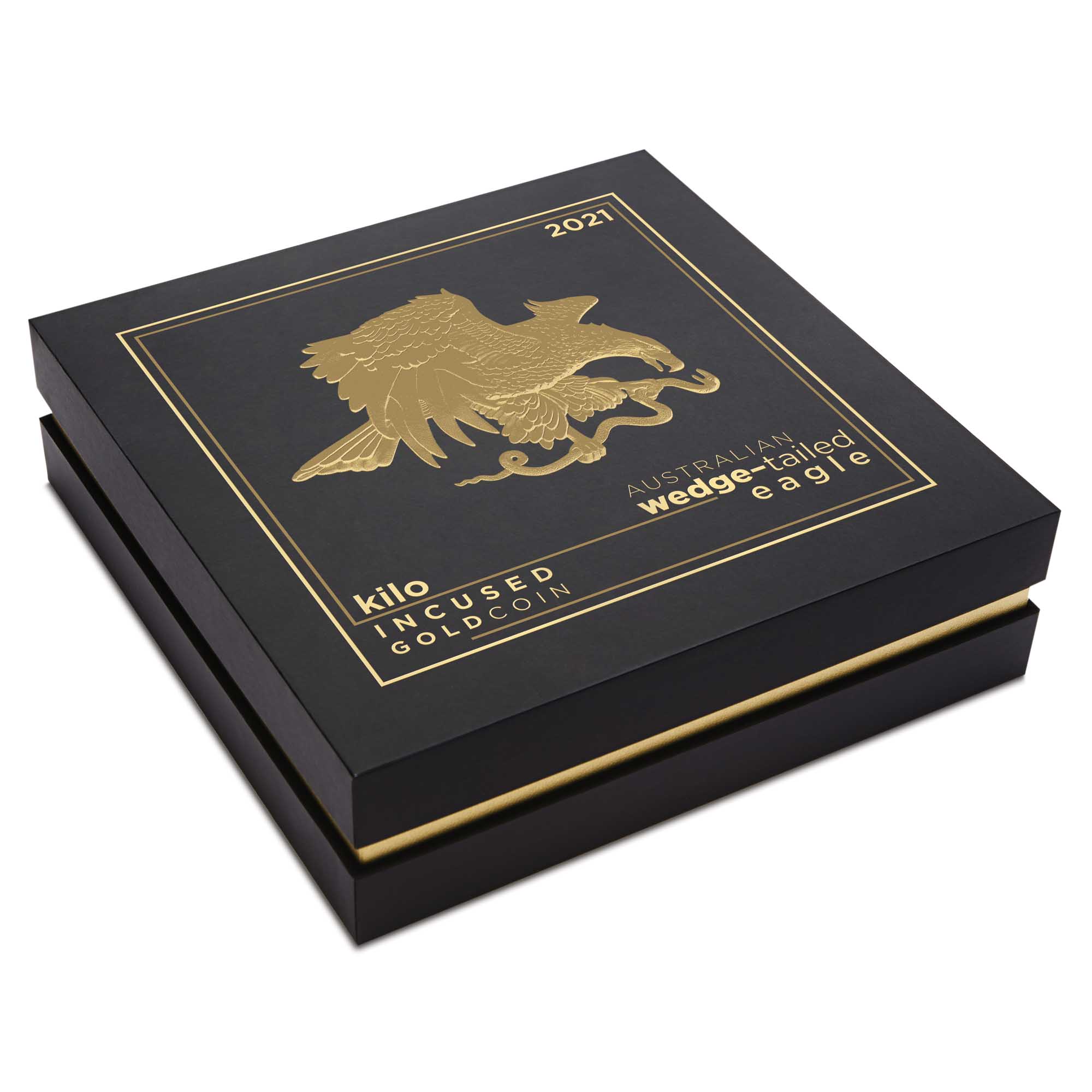 05 2021 Australian WedgeTailed Eagle 1 Kilo Gold Incused Coin InShipper HighRes