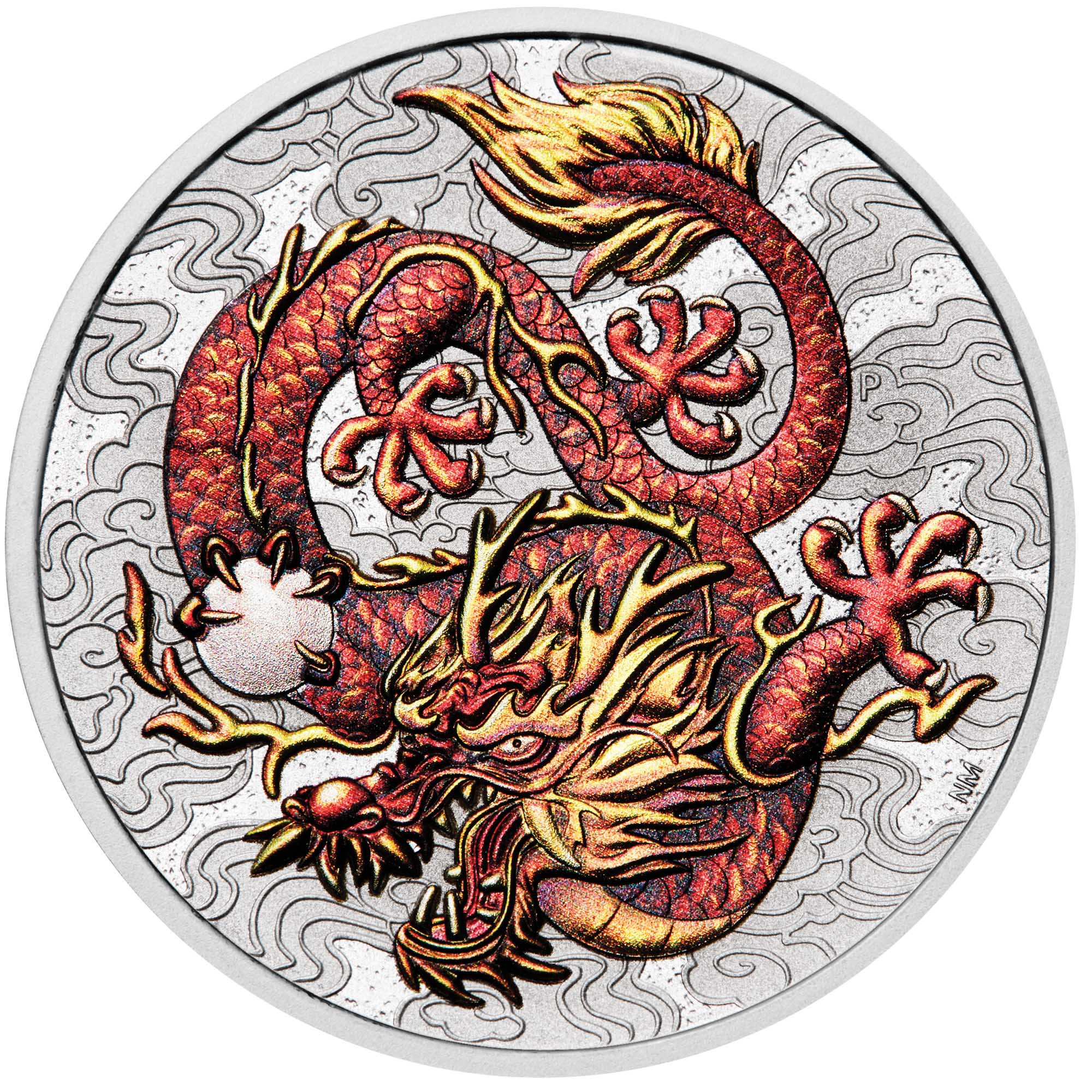 02 2021 Dragon 1oz Silver Bullion Coloured Coin StraightOn HighRes