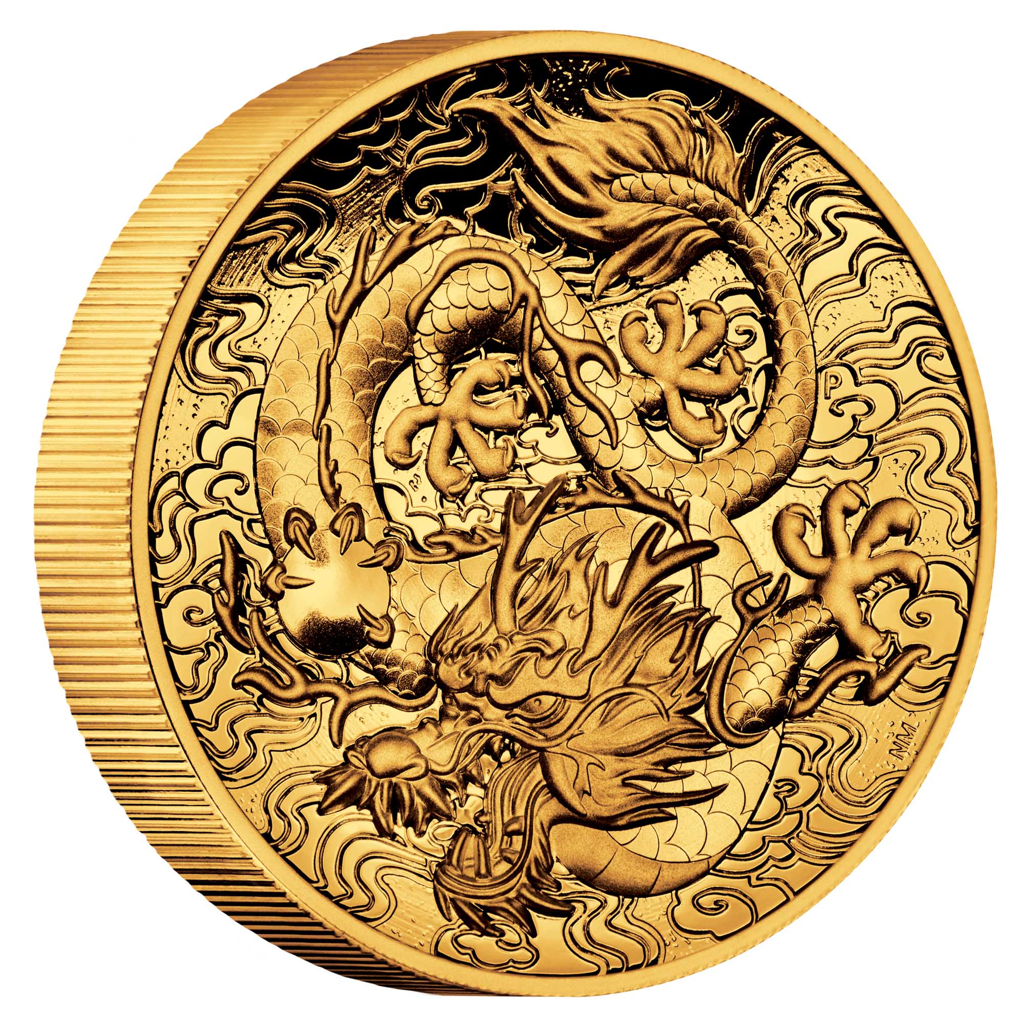 01 chinese myths and legends dragon 2021 2oz gold proof high relief OnEdge