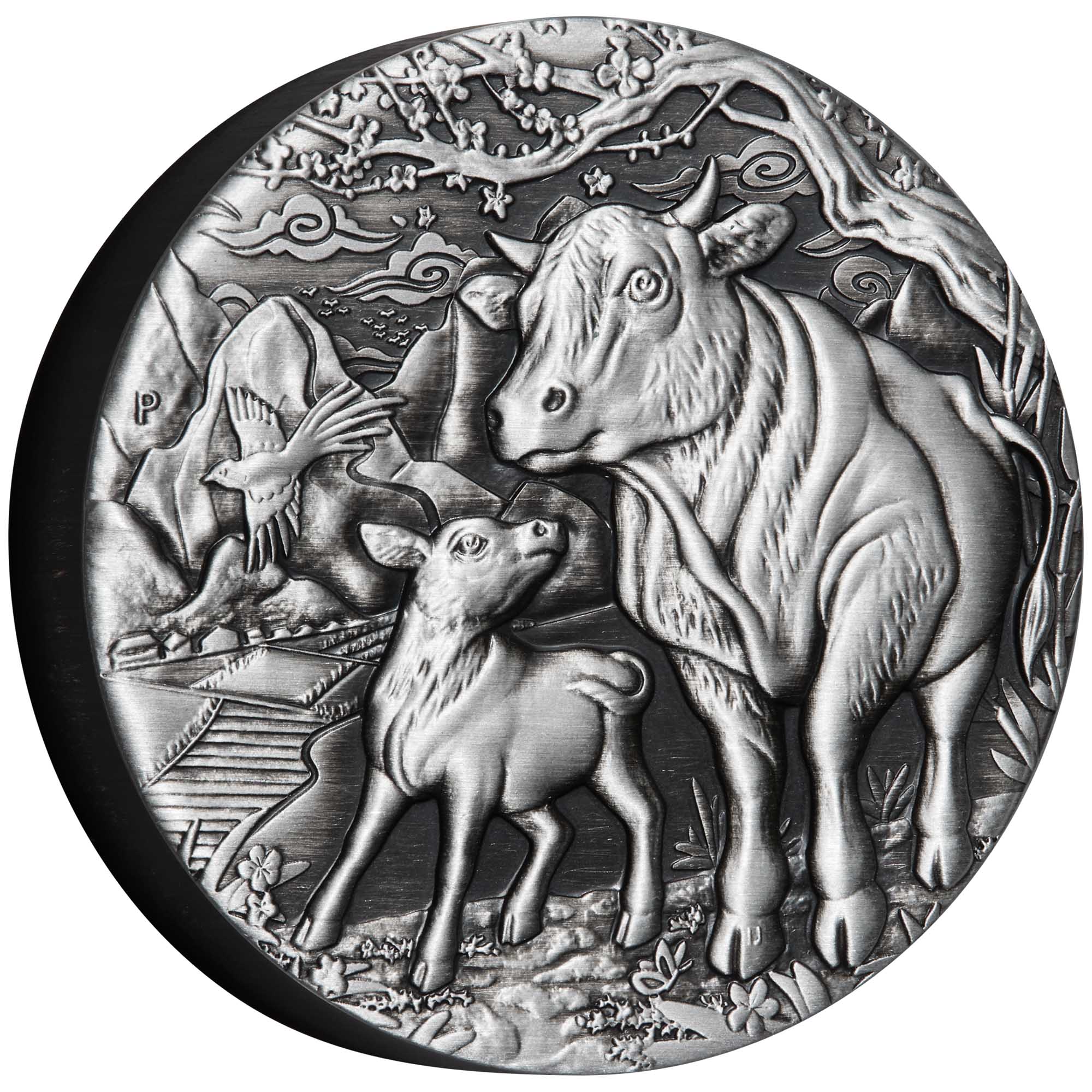 01 australian lunar series iii 2021 year of the ox 2oz silver antiqued OnEdge