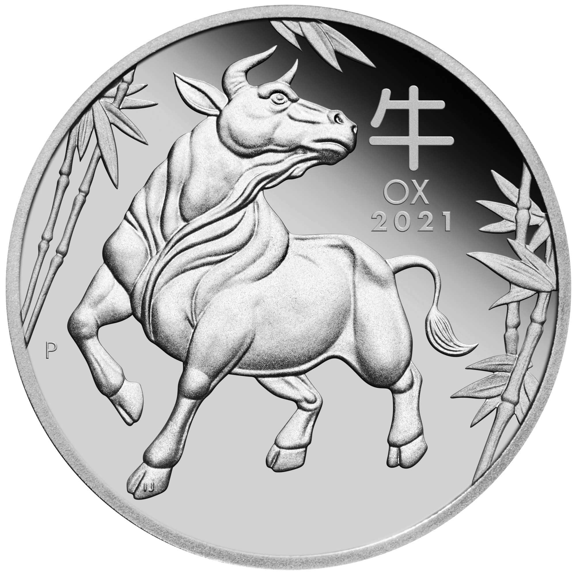 02 2021 Year of the Ox 1oz Platinum Proof Coin StraightOn HighRes