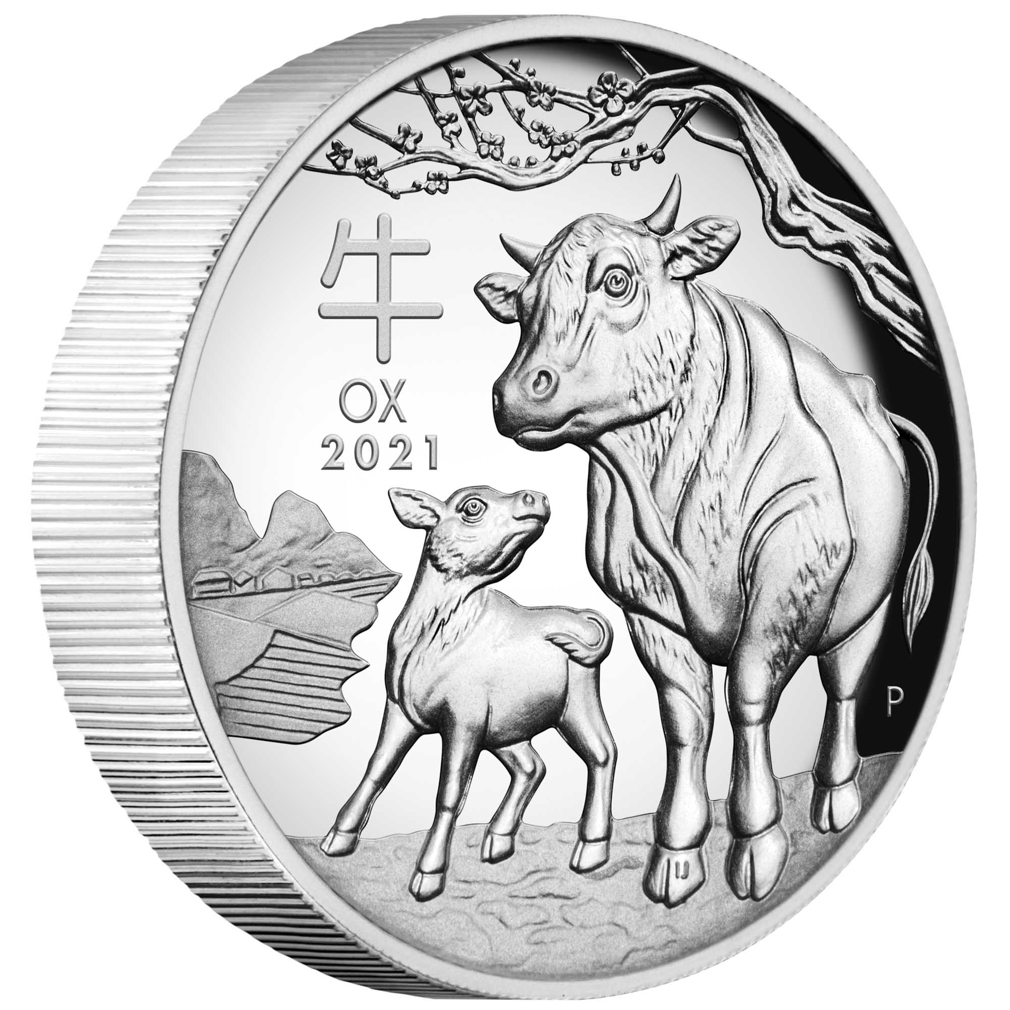 01 2021 Year of the Ox 1oz Silver Proof High Relief Coin OnEdge HighRes