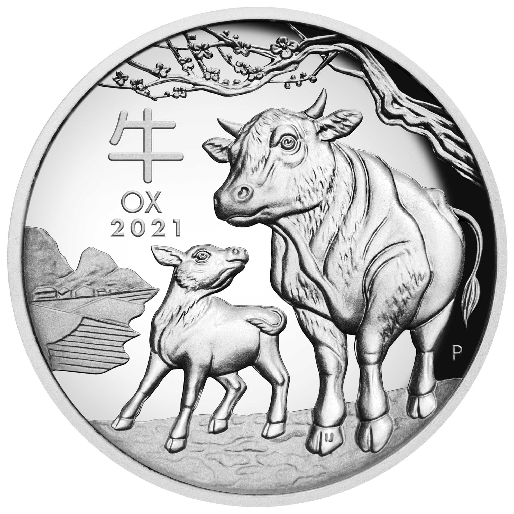 02 2021 Year of the Ox 1oz Silver Proof High Relief Coin StraightOn HighRes
