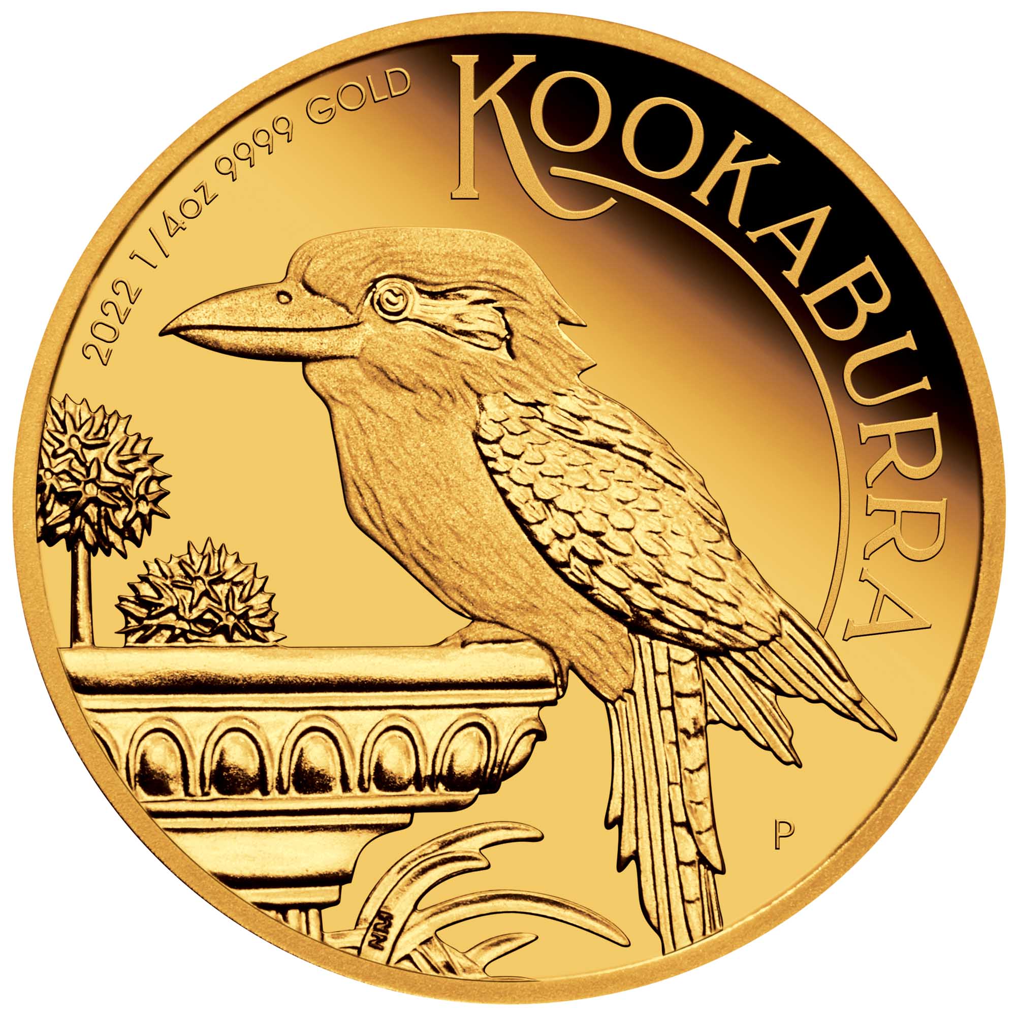 02 2022 Australian Kookaburra 1 4oz Gold Proof Coin StraightOn HighRes