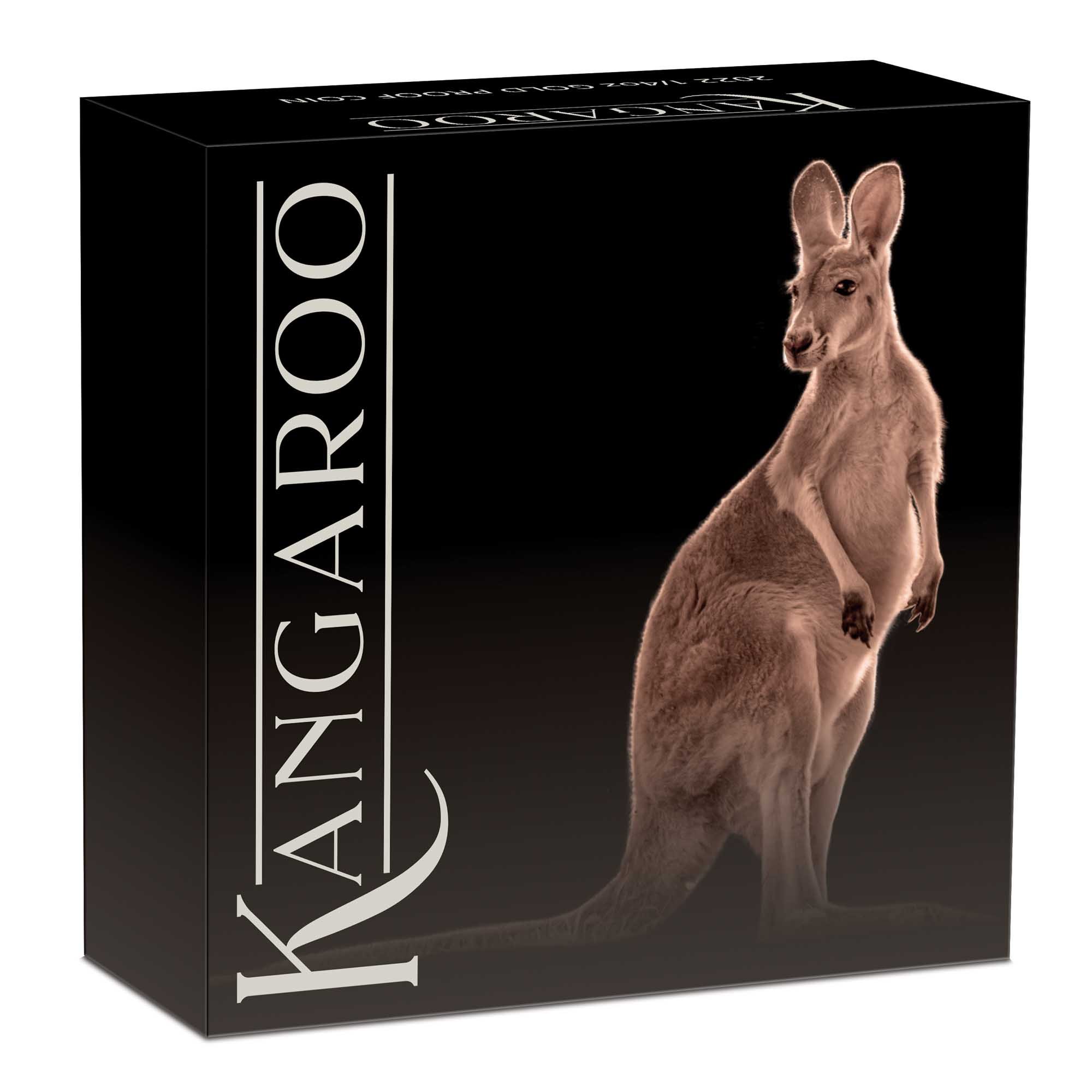 10 2022 Australian Kangaroo 1 4oz Gold Proof Coin InShipper HighRes