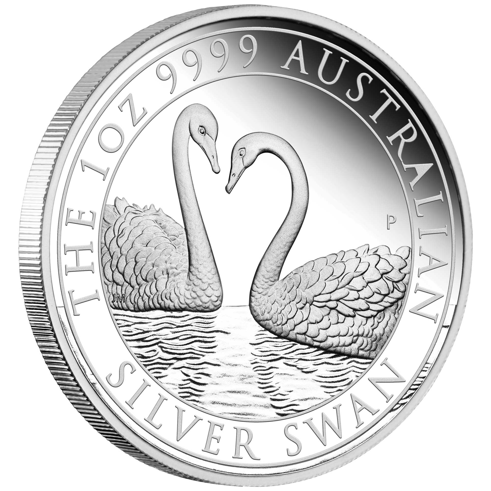 01 2022 Swan 1oz Silver Proof Coin OnEdge HighRes