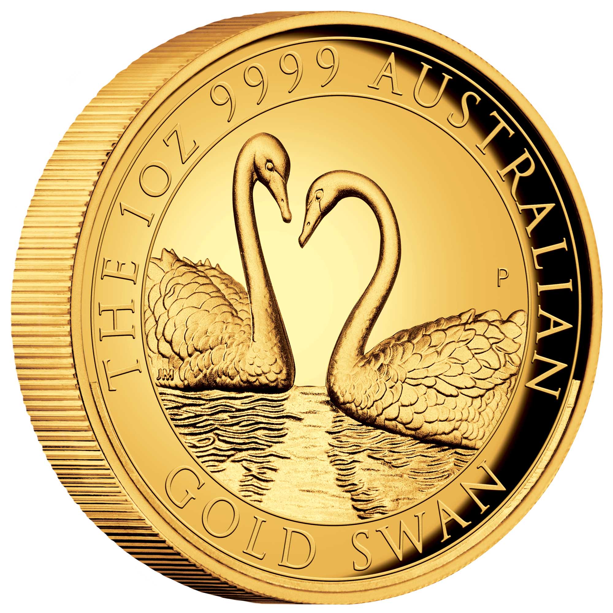 01 2022 AustralianSwan 1oz Gold Proof HR Coin OnEdge HighRes