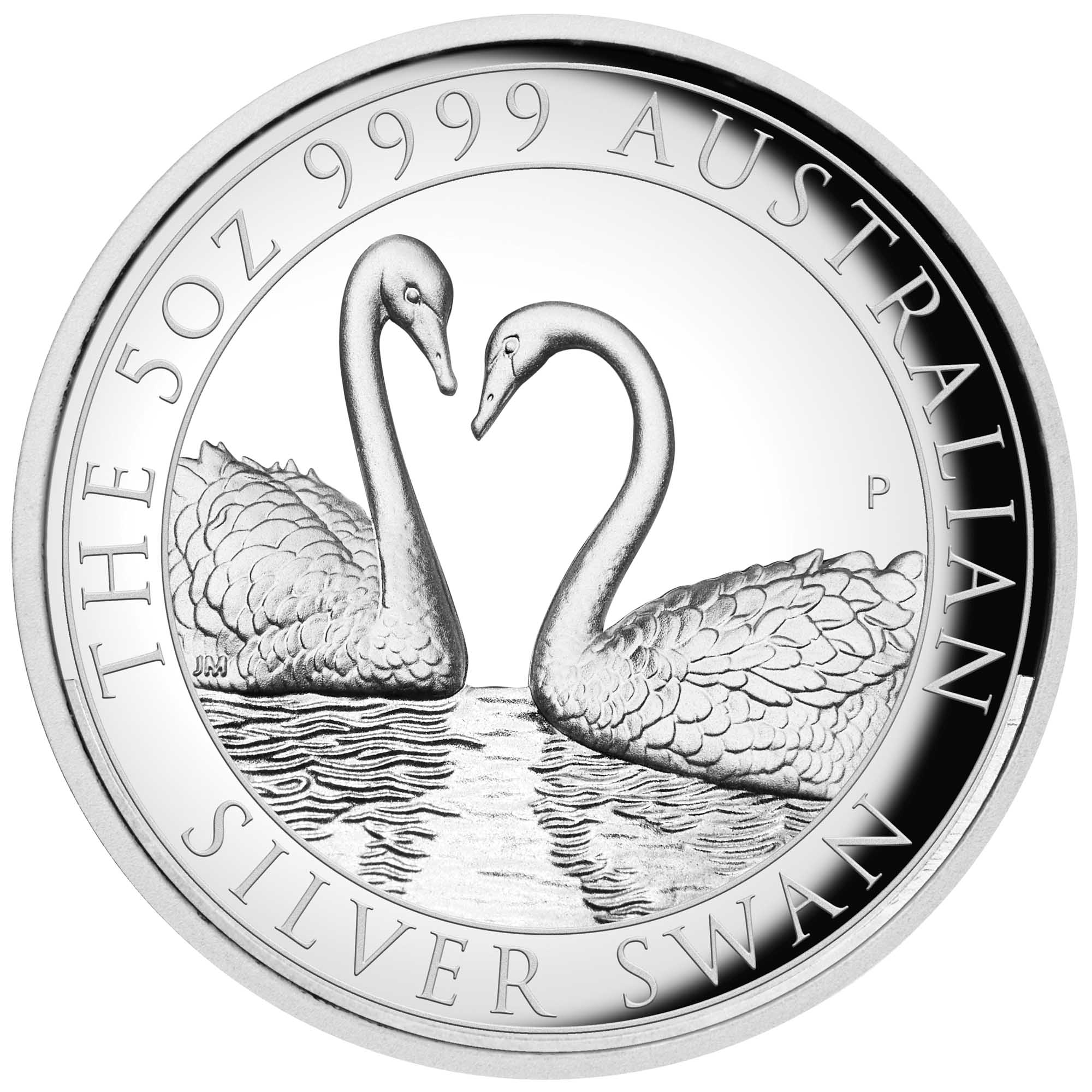 02 2022 AustralianSwan 5oz  Silver Proof HR Coin StraightOn HighRes