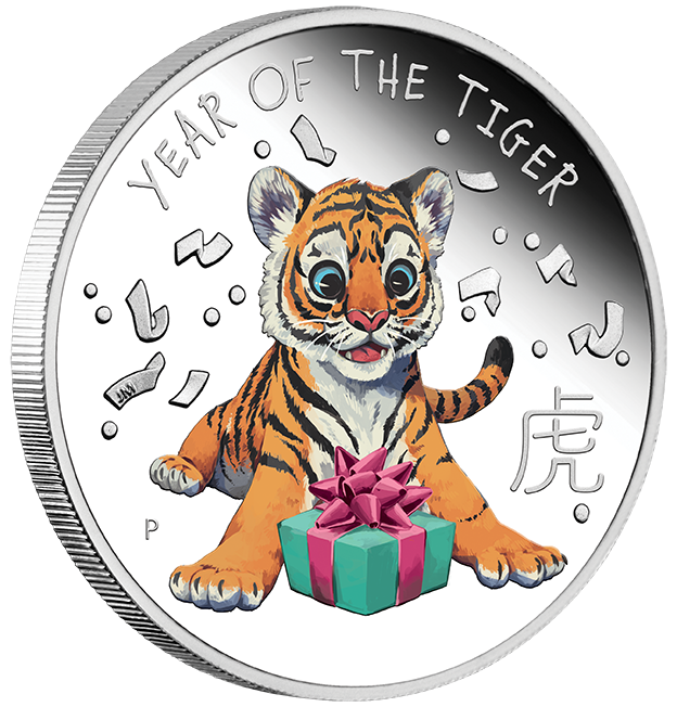 01 2022 BabyTiger 1 2oz Silver Proof Coloured OnEdge LowRes