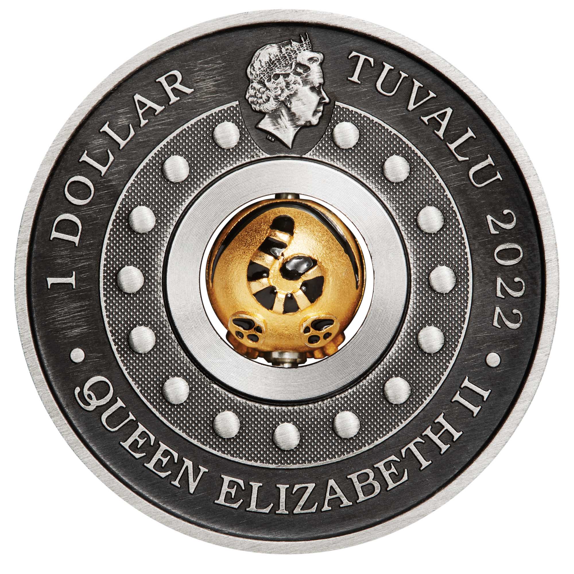 03 2022 YearoftheTiger RotatingCharm 1oz Silver Antiqued Coin Obverse HighRes