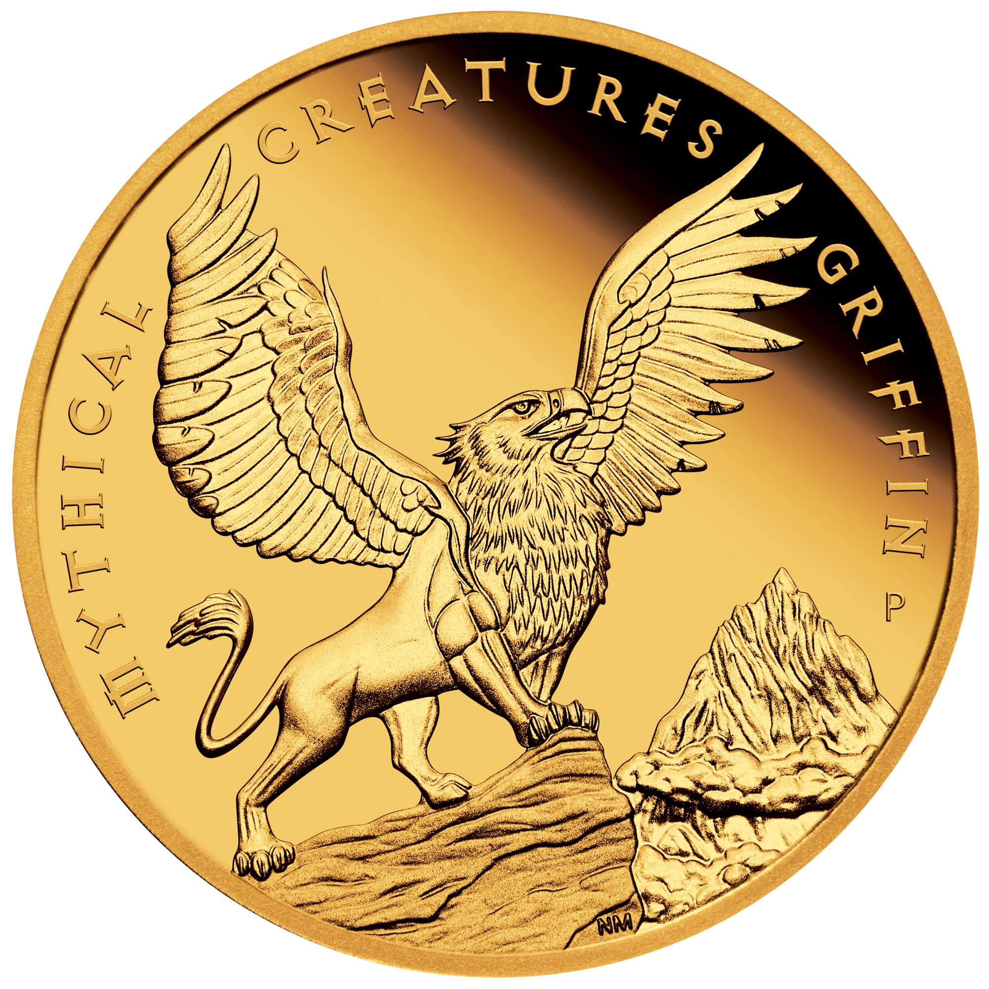 02 2022 MythicalCreaturesGriffin 1oz Gold Proof Coin StriaghtOn HighRes