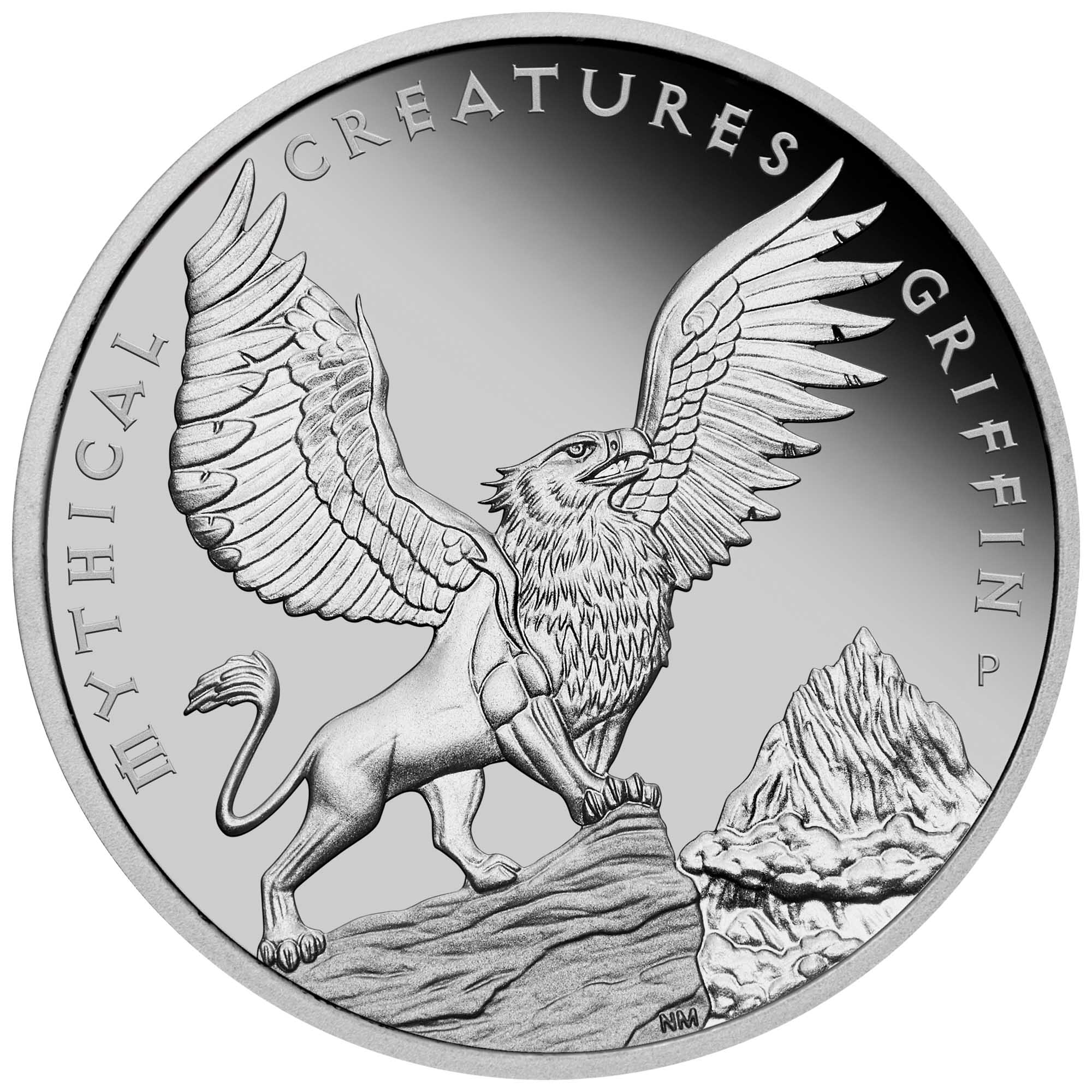 02 2022 MythicalCreaturesGriffin 1oz Platinum Proof Coin StriaghtOn HighRes