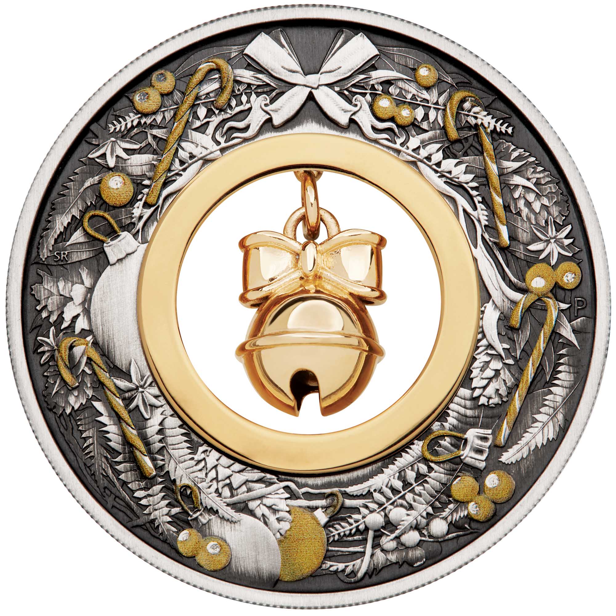 02 2022 Jingle bell 2oz Silver Antiqued Coin StriaghtOn HighRes