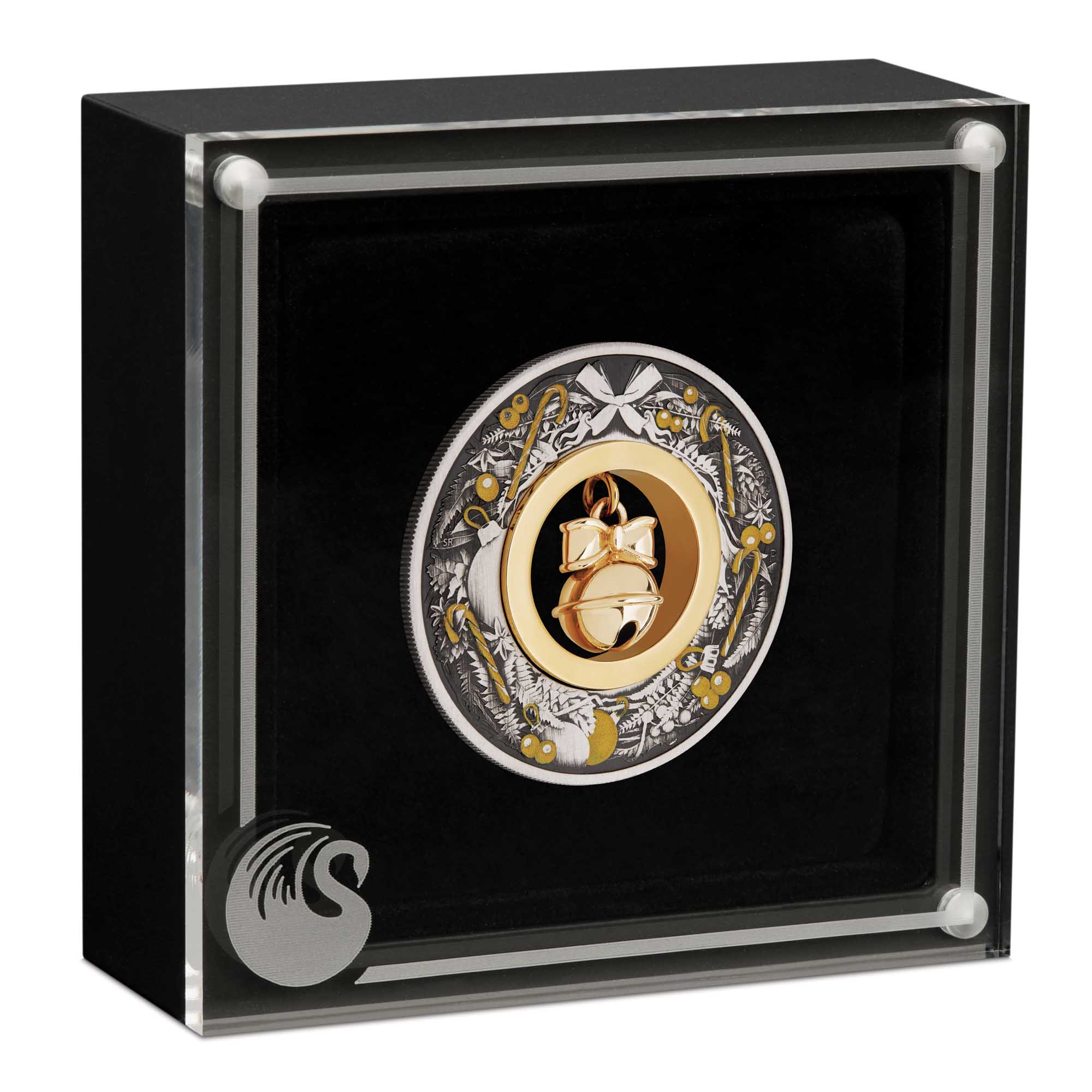 04 2022 Jingle bell 2oz Silver Antiqued Coin InCase HighRes