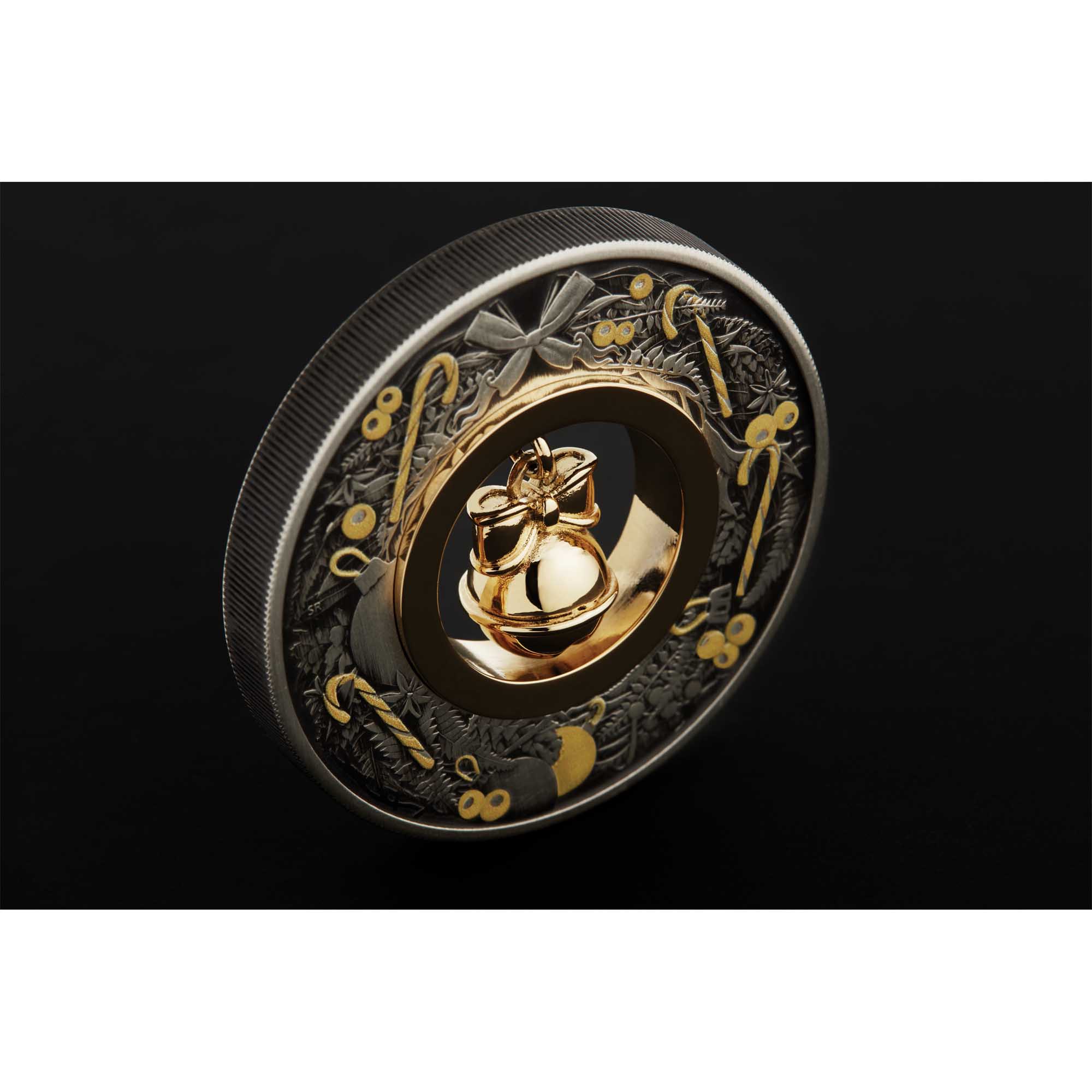 Jingle Bell 2022 2oz Silver Antiqued Coloured Coin | Perth Mint