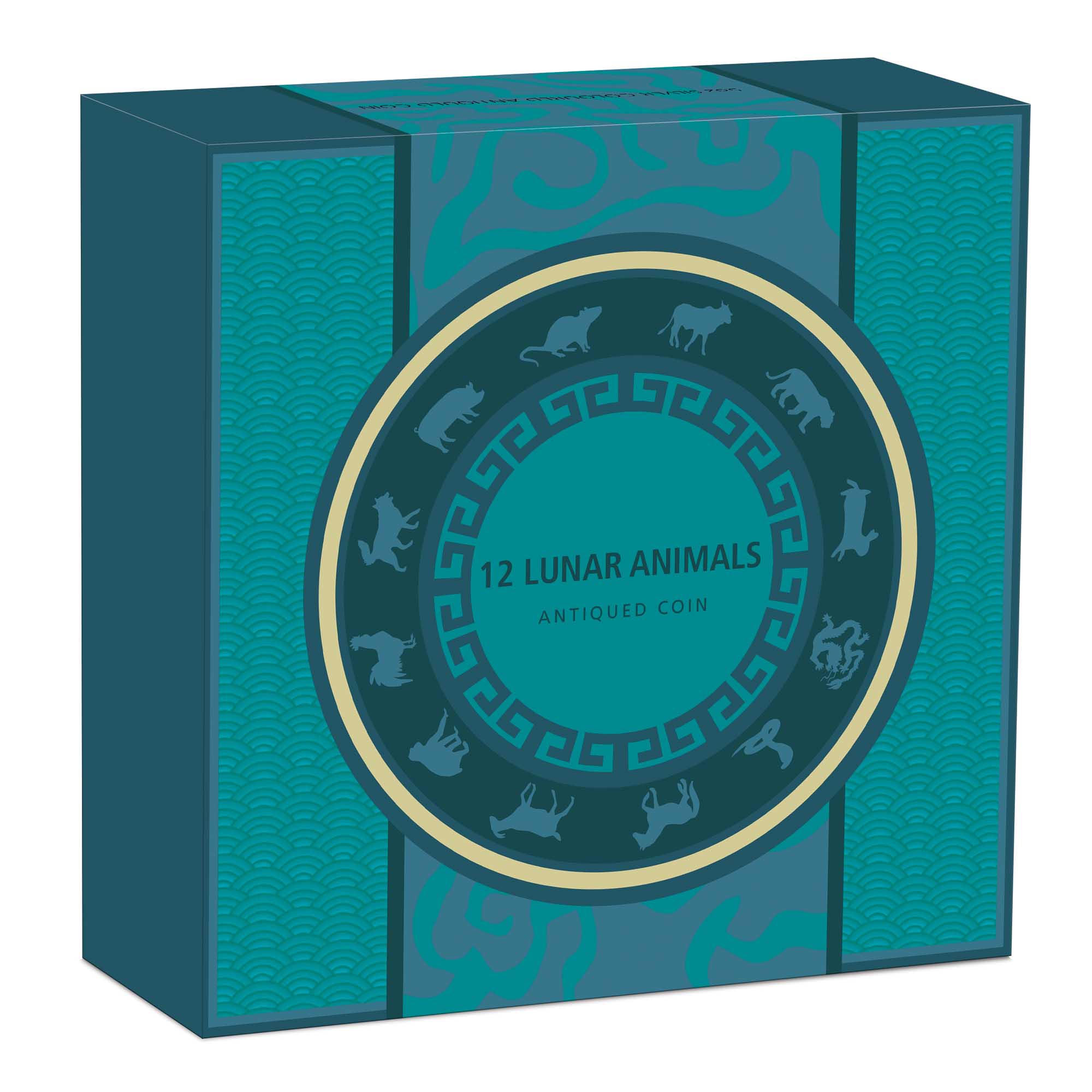 04 2022 Twelve  Lunar Animal 5oz Silver Coloured Antiqued Coin InShipper HighRes