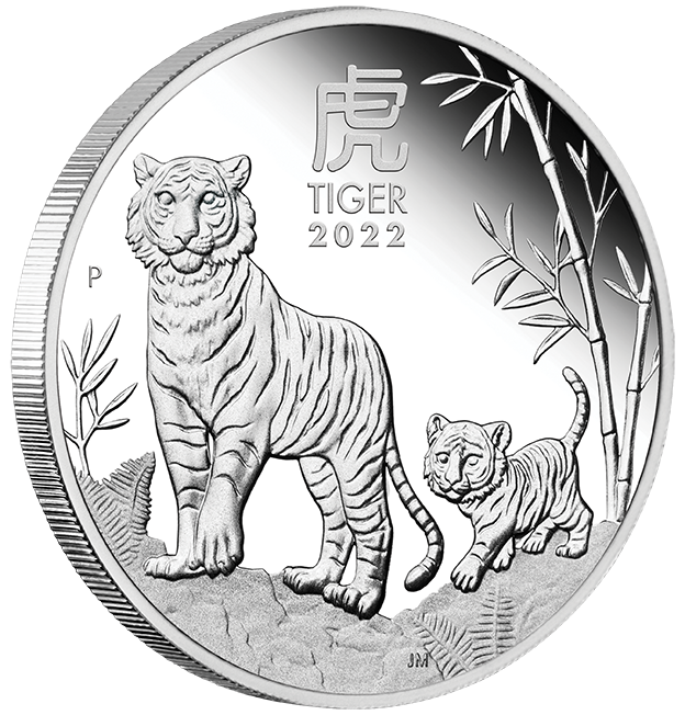 03 2022 Year of the Tiger 1oz  Silver Proof Coin OnEdge LowRes