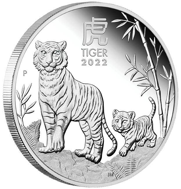03 2022 Year of the Tiger 1oz  Silver Proof Coin OnEdge LowRes