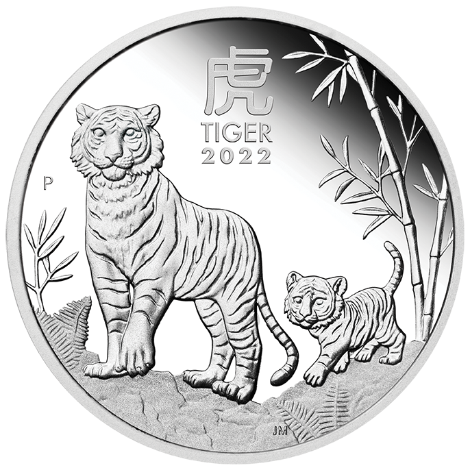 04 2022 Year of the Tiger 1oz  Silver Proof Coin StraightOn LowRes