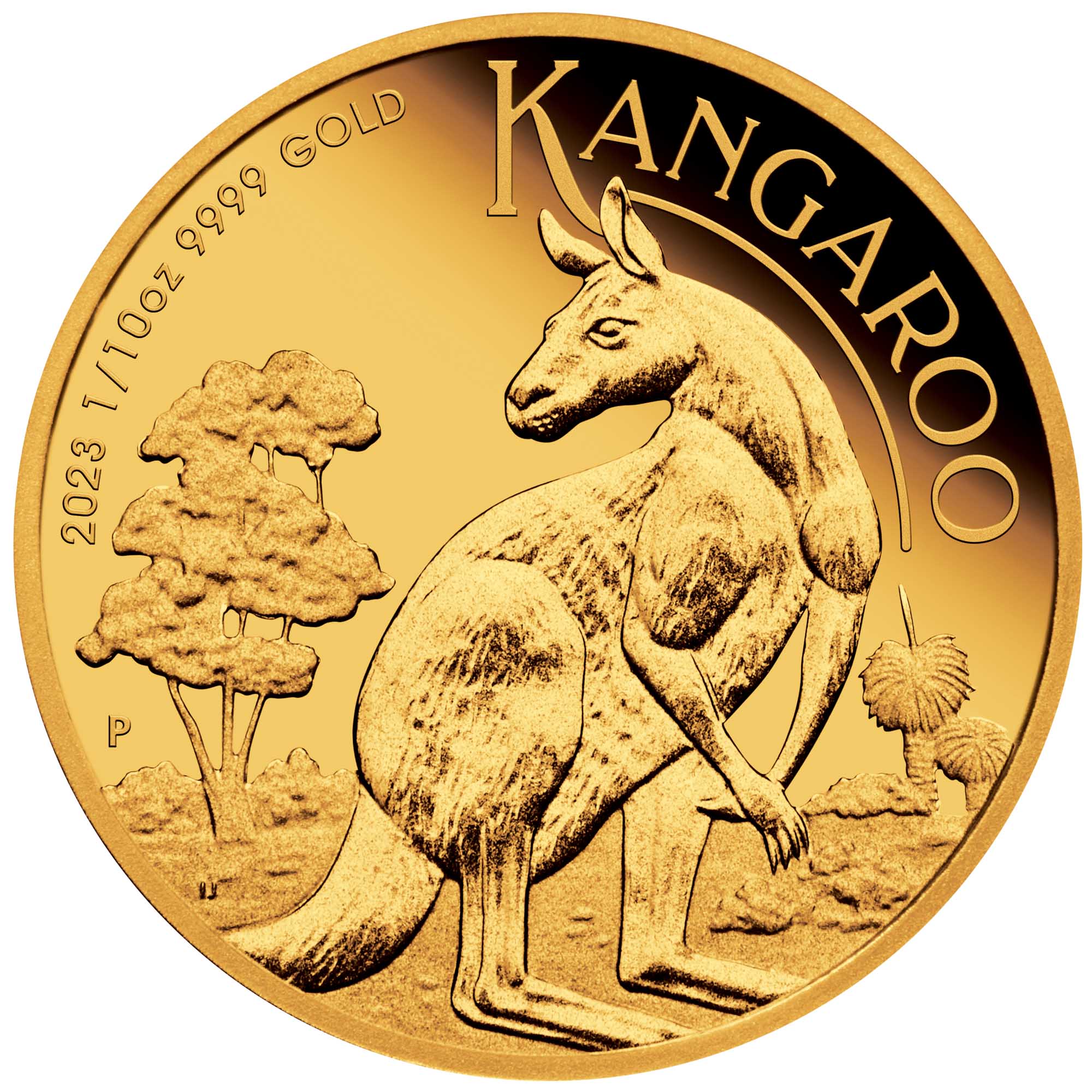 02 2023 Australian Kangaroo 1 10oz Gold Proof Coin StraightOn HighRes