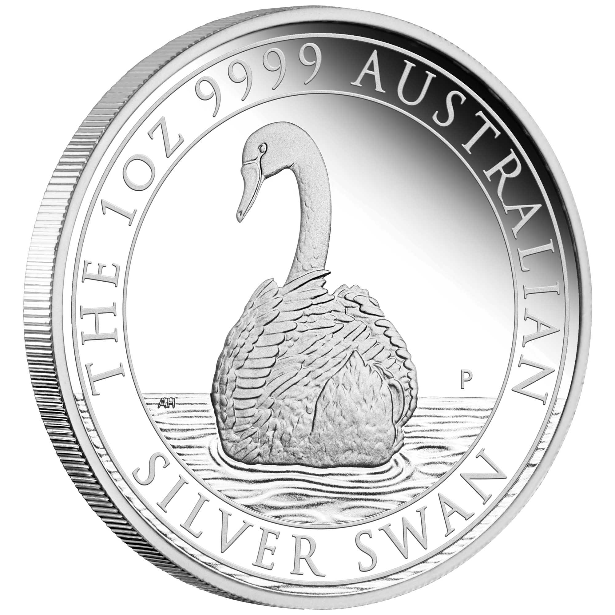 01 2023 AustralianSwan 1oz Silver Proof Coin OnEdge HighRes