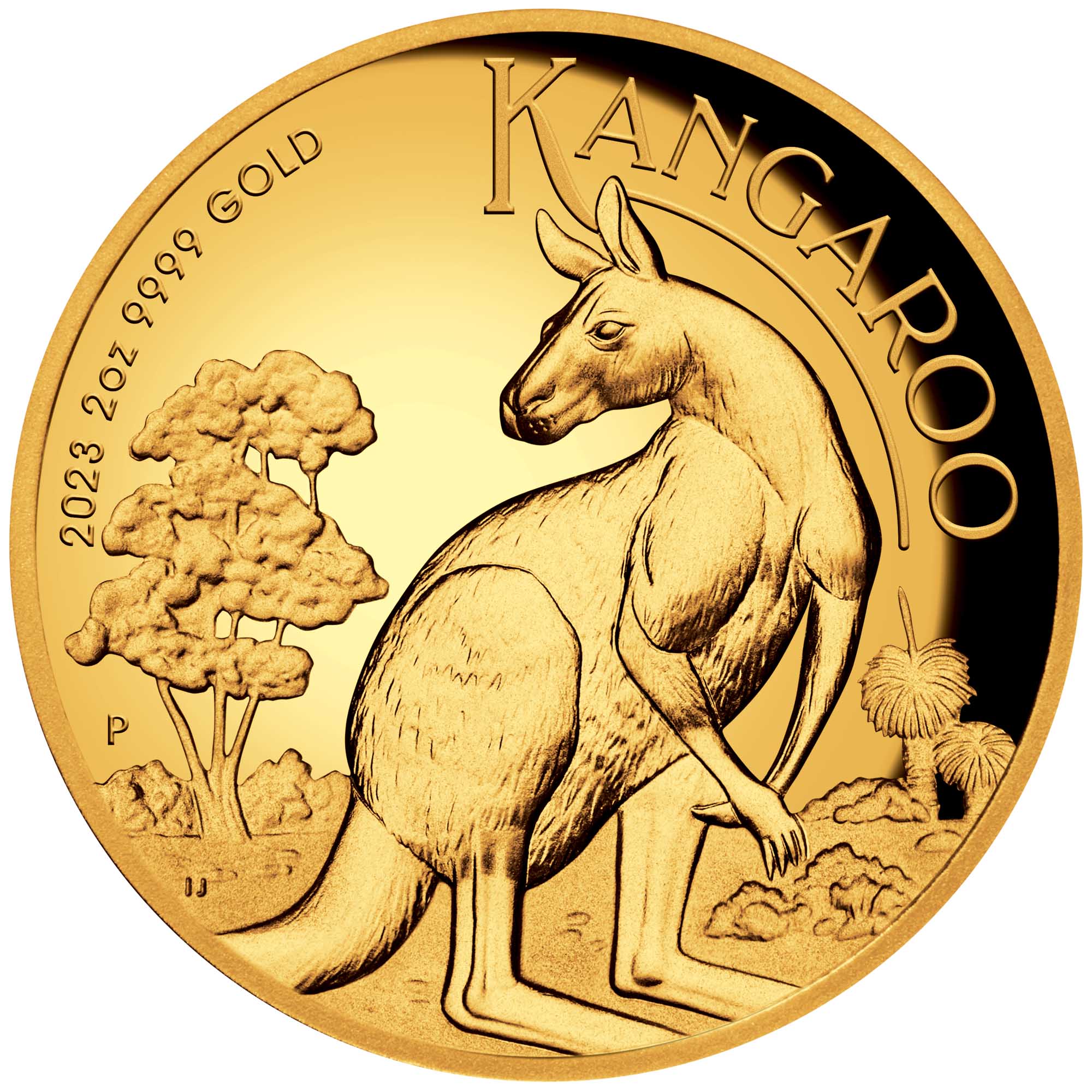 07 2023 Australian Kangaroo 2oz Gold Proof High Relief Coin StraightOn HighRes