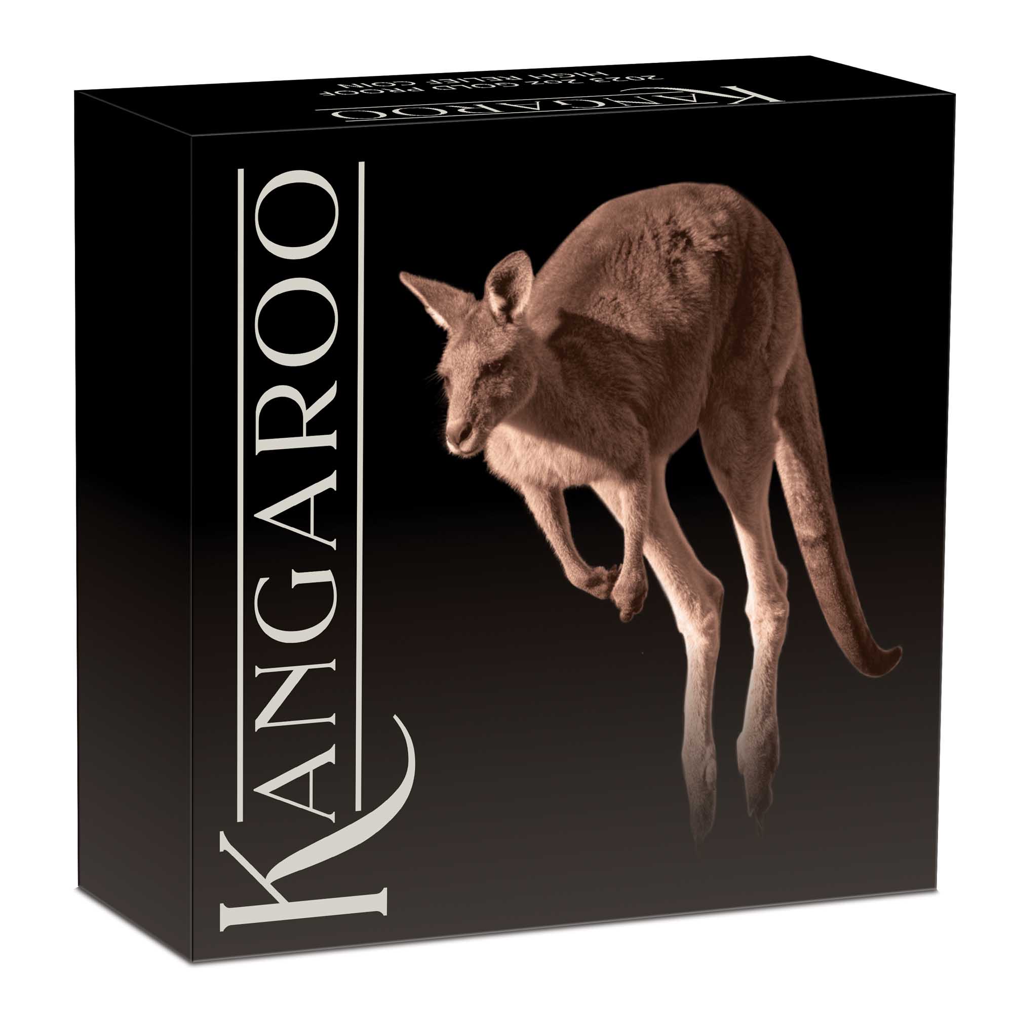 10 2023 Australian Kangaroo 2oz Gold Proof High Relief Coin InShipper HighRes