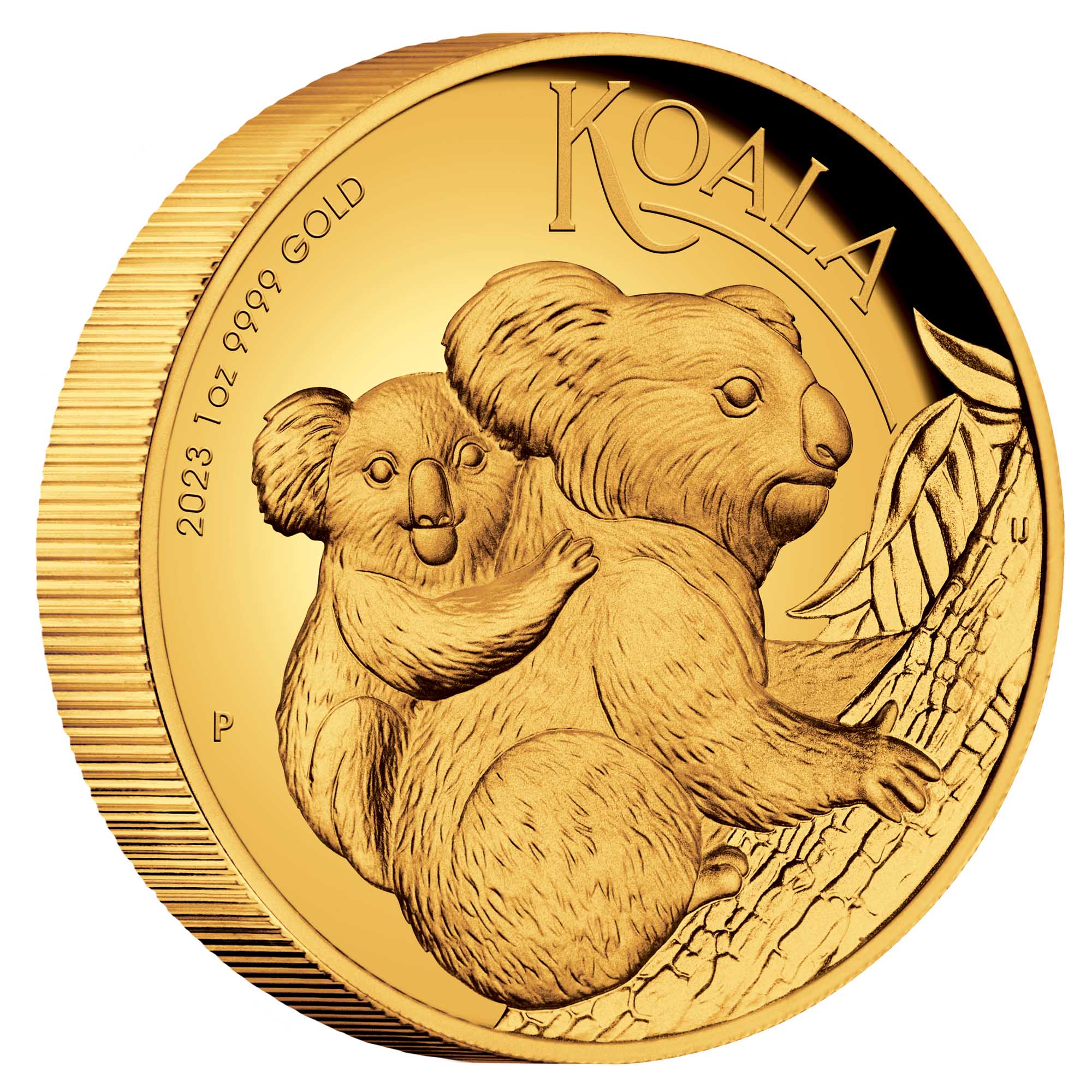 01 2023 Australian Koala 1oz Gold Proof High Relief Coin OnEdge HighRes