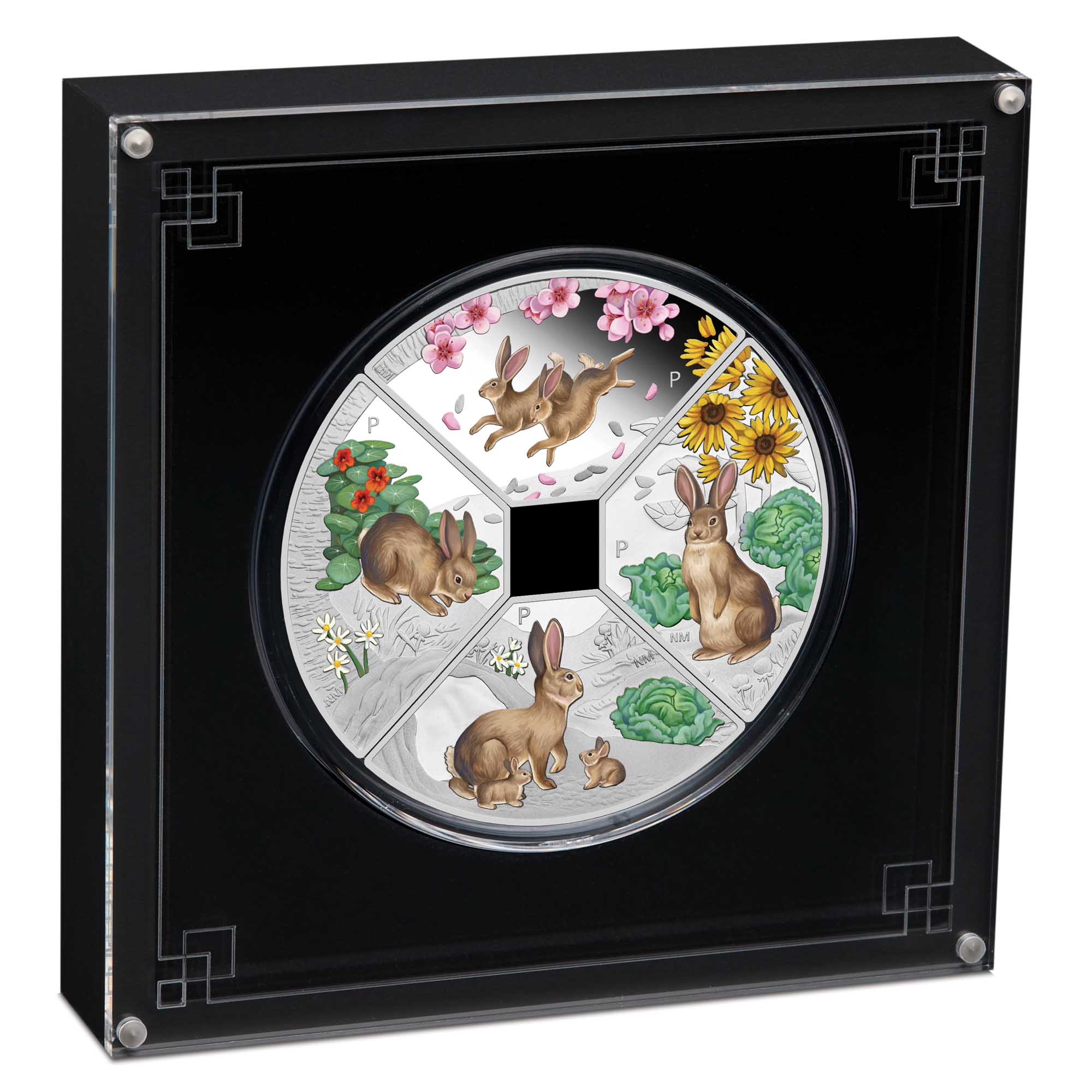 05 2023 Lunar Quadrant Rabbit 1oz Silver Four Coin Set InCase HighRes