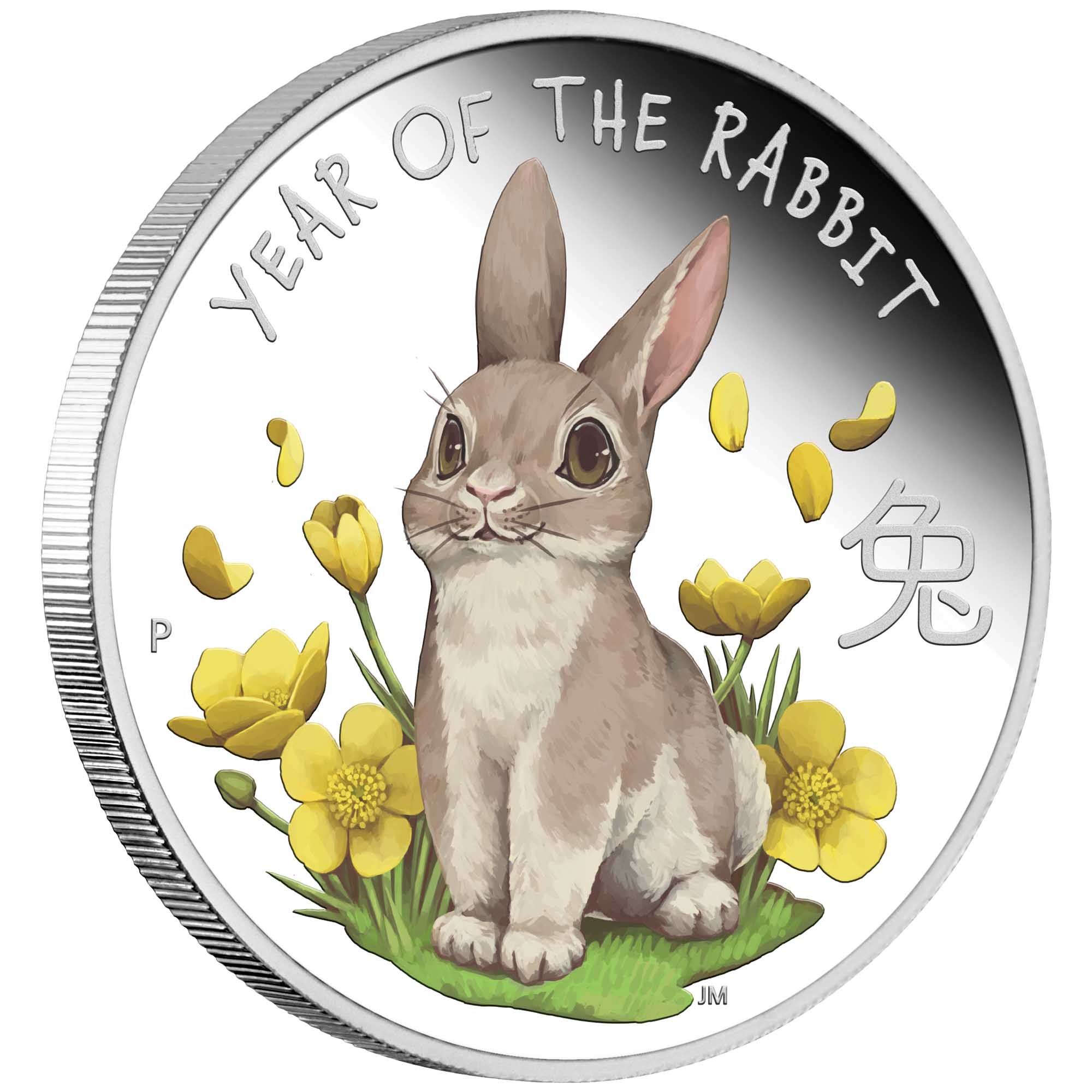 01 Baby Rabbit 2023 1 2oz Silver Proof Coloured Coin OnEdge HighRes