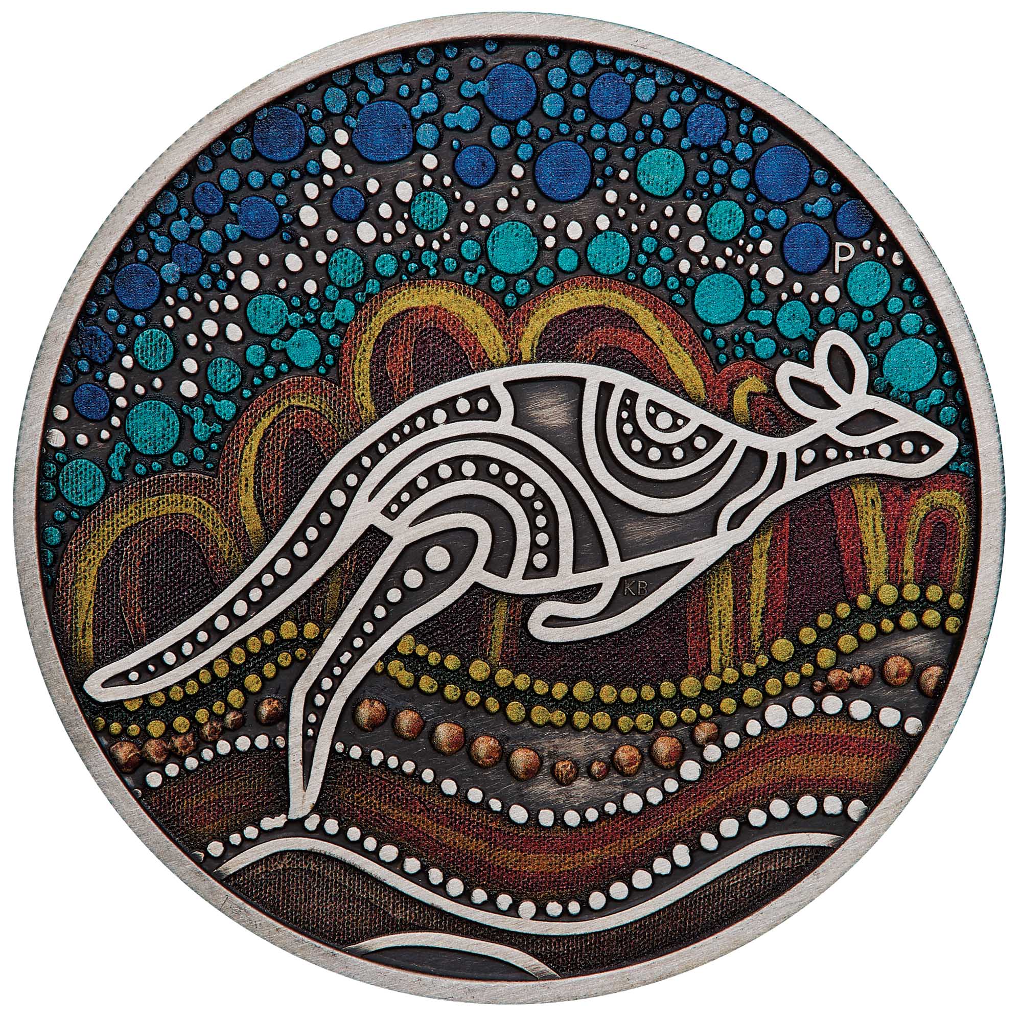 02 2023 Australian  Yongka 2oz Silver Coloured Antiqued Coin StraightOn HighRes