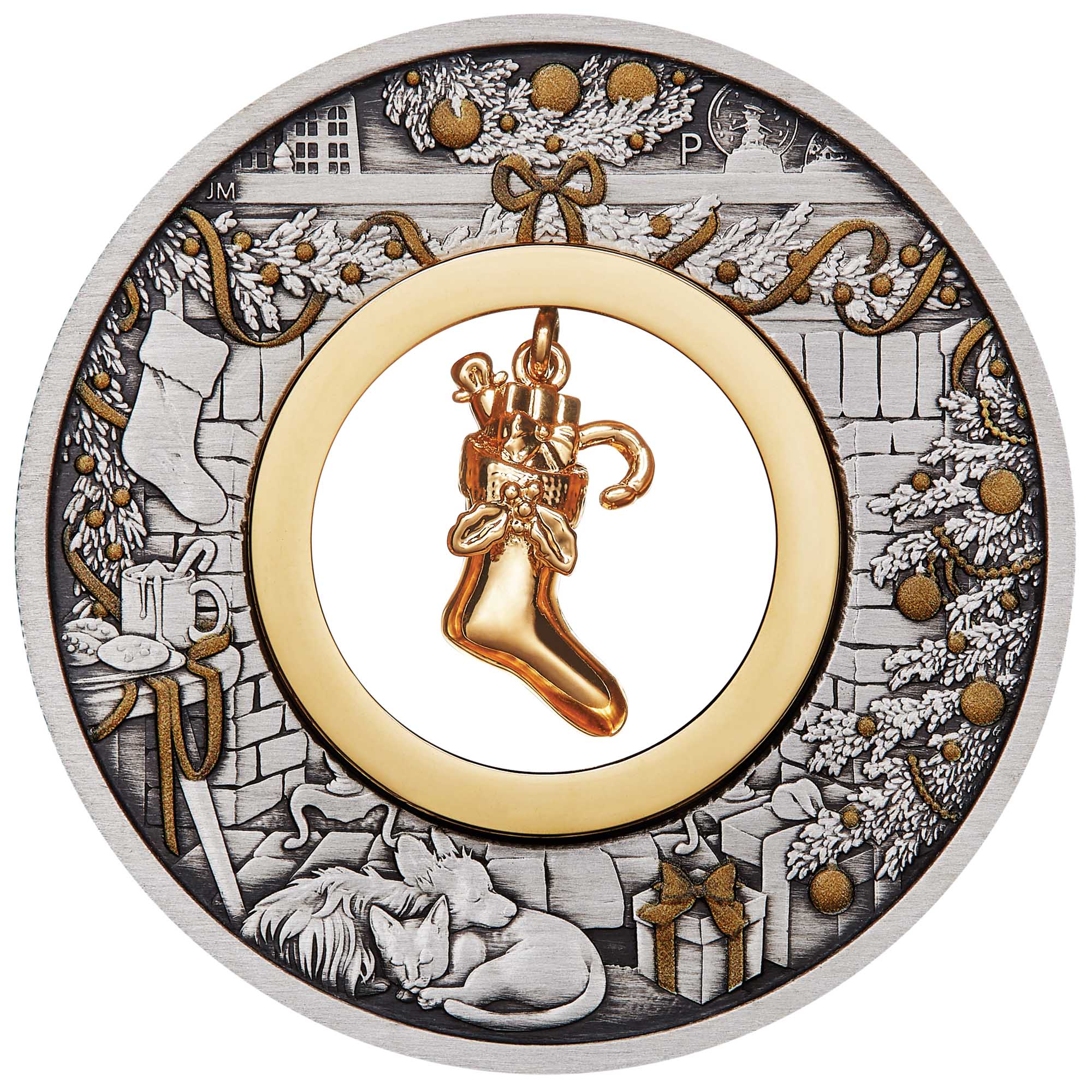 02 2022 Jingle bell 2oz Silver Antiqued Coin StriaghtOn HighRes