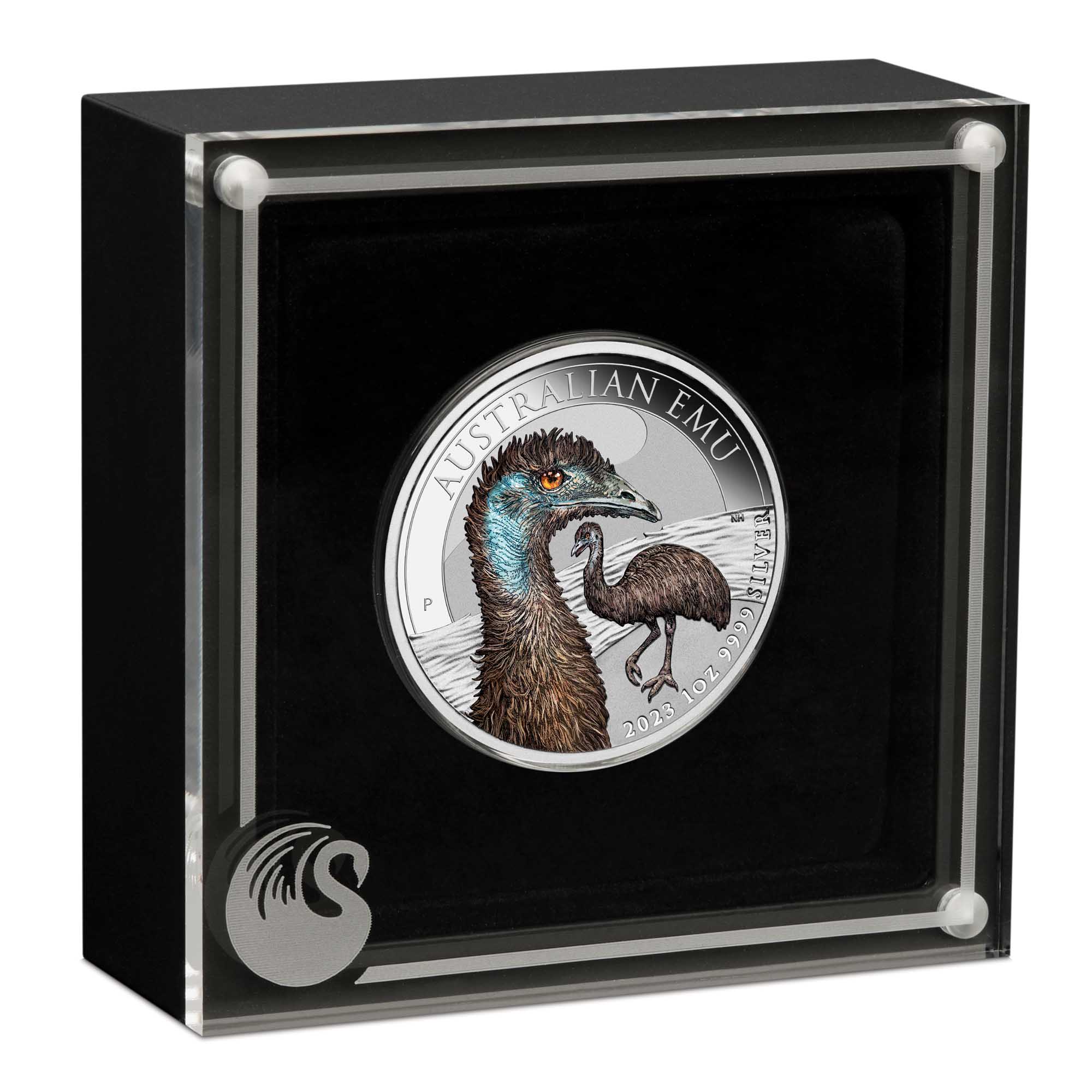05 2023 Australian Emu 1oz Silver Bullion Coloured Coin inCase HighRes