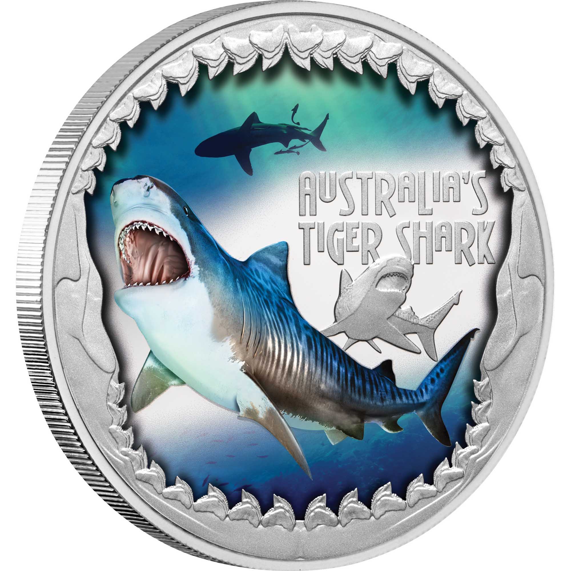 01 31253 TV 2023 $1 TIGER SHARK 1oz SILPF Rev Left