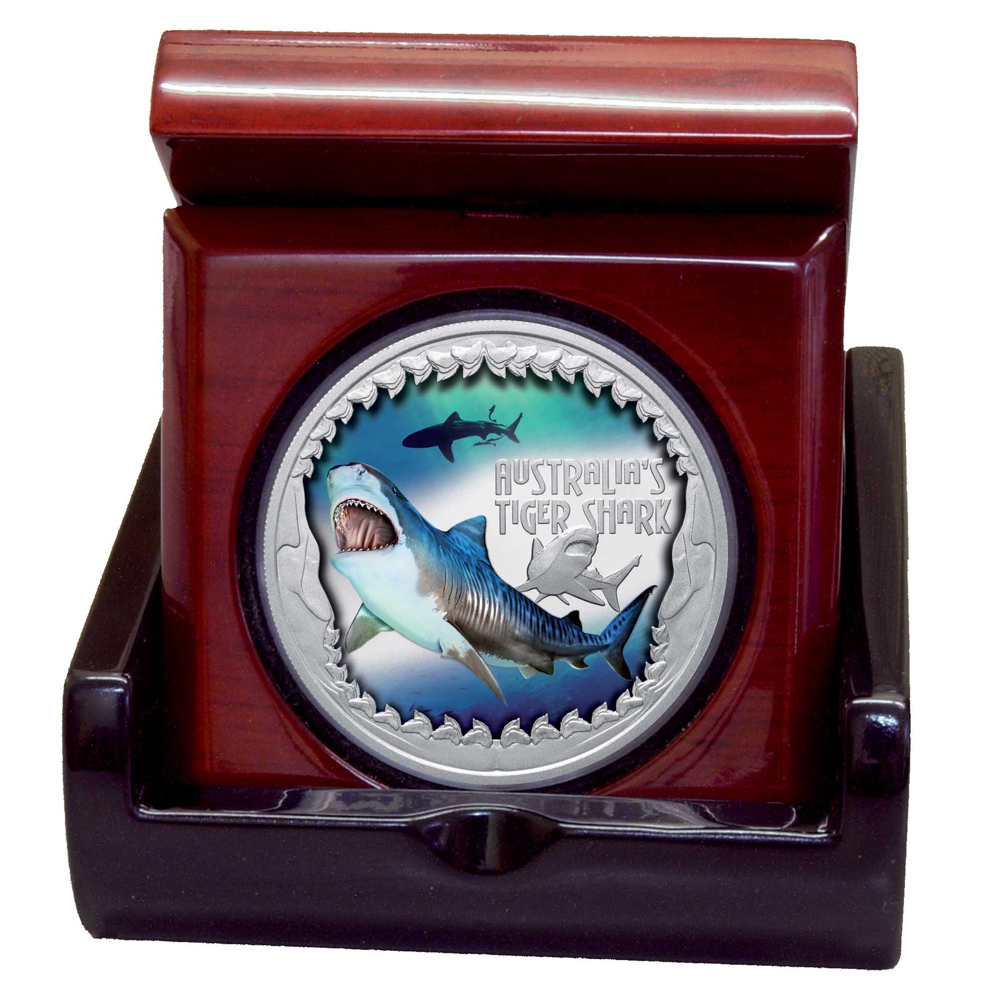 04 31253 TV 2023 $1 TIGER SHARK 1oz SILPF Box Front