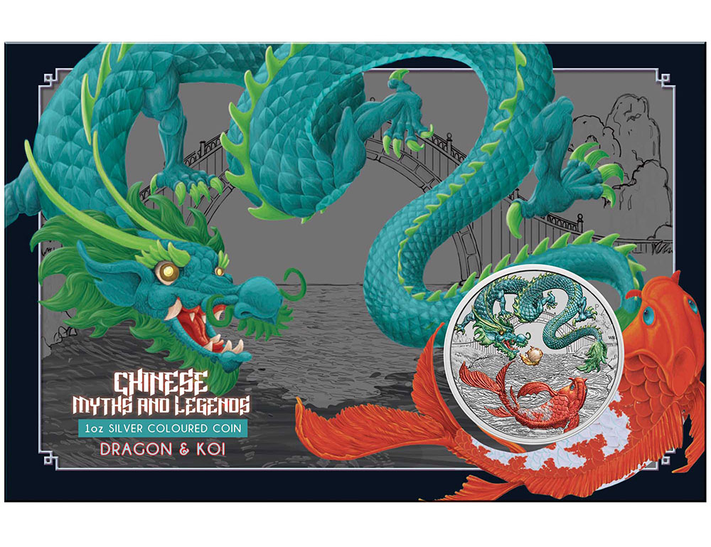 01 Dragon & Koi 2023 1oz Silver Vivid Coloured Coin InCard HighRes CROPPED
