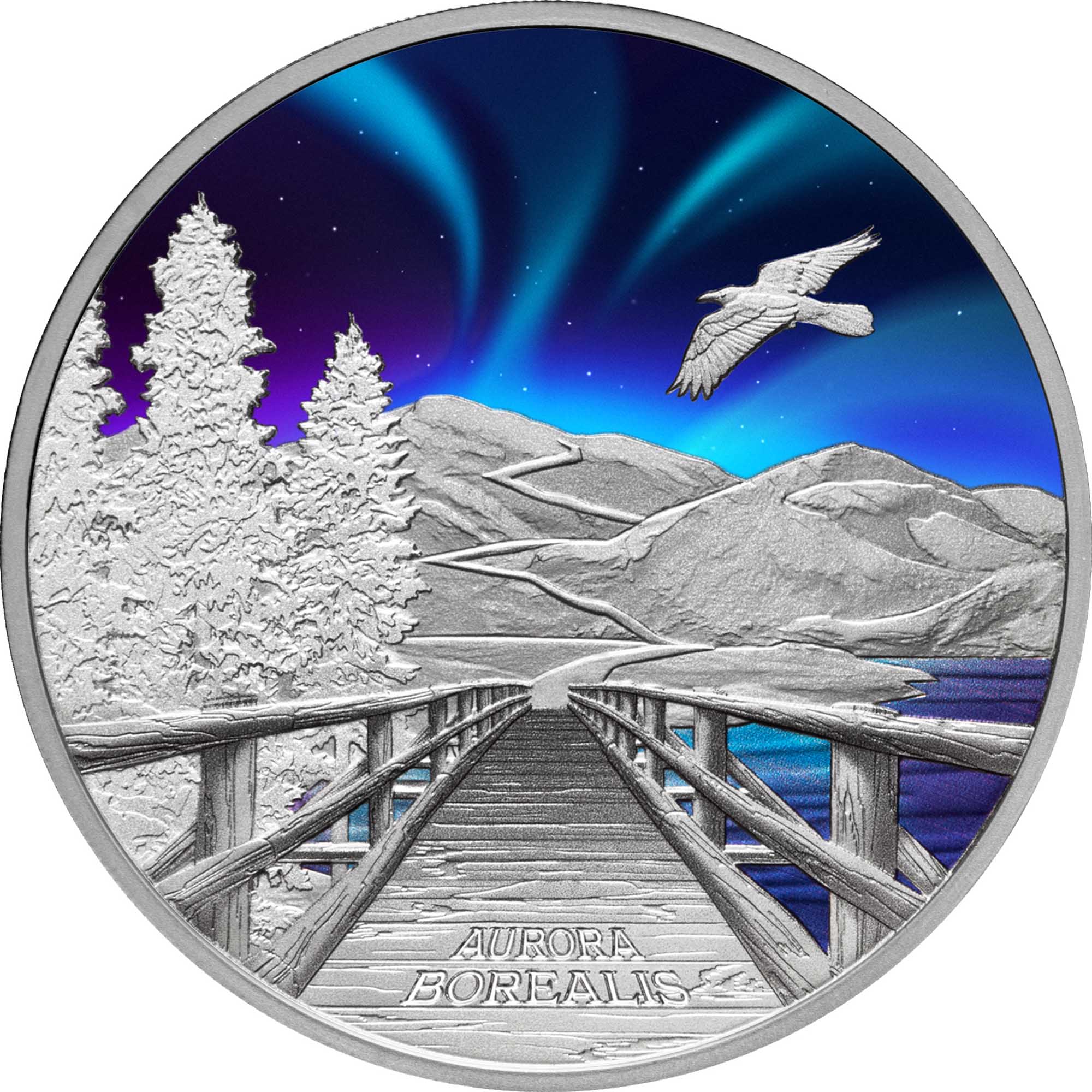 【極美品】 銀製 希少品 瑞宝双光章 純銀 silver シルバー 銀地金 七宝 Aurora Borealis 2023 1oz Silver Proof Coloured Coin