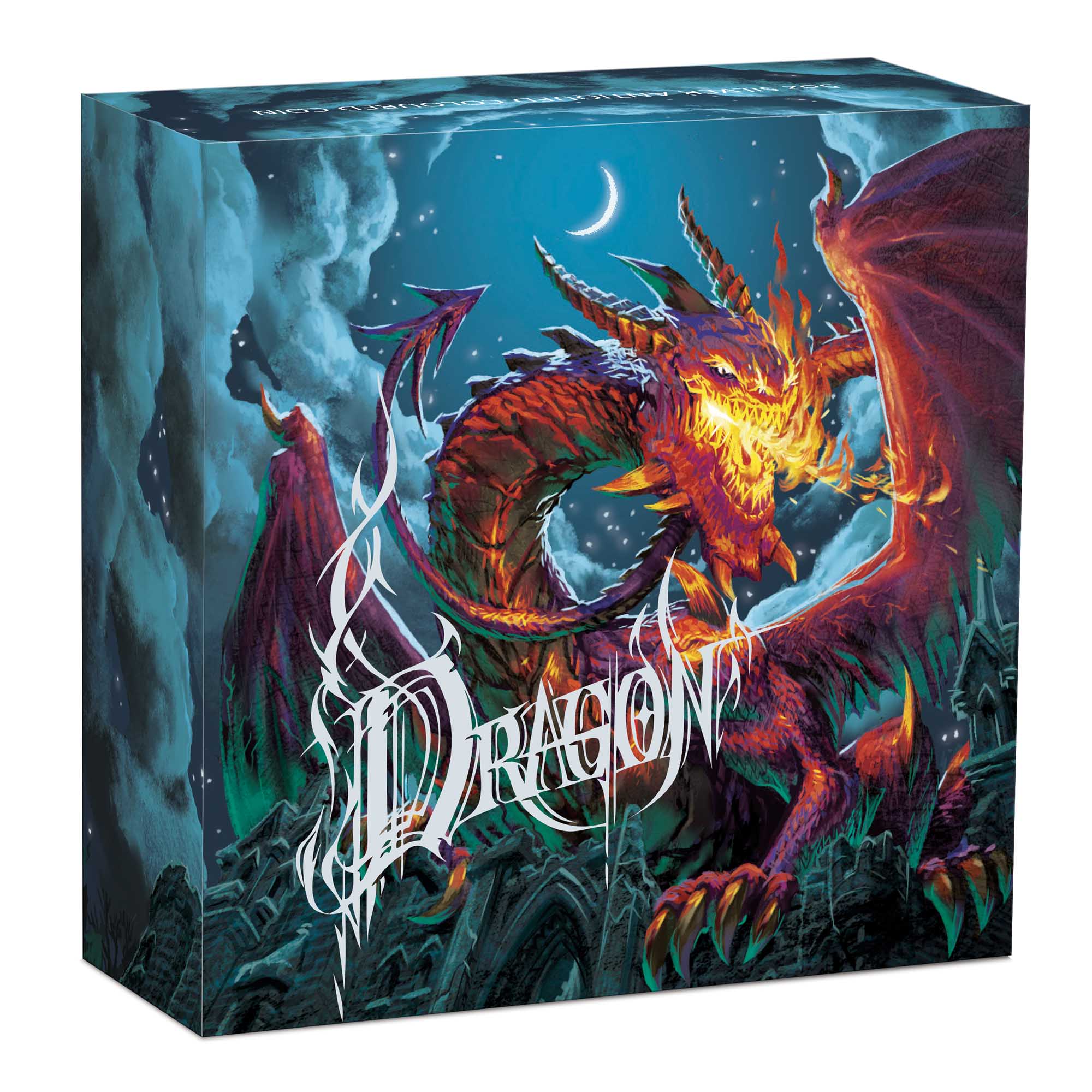 05 Dragon 2023 5oz Silver Antiqued Coloured Coin InShipper HighRes