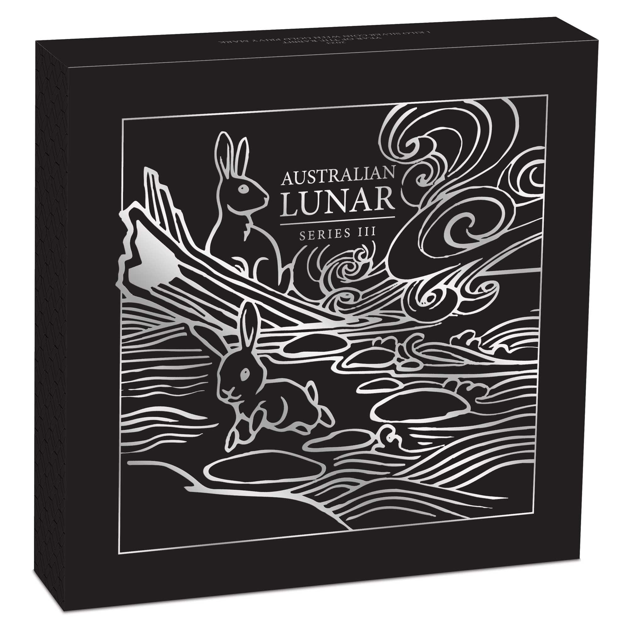 04 2023 Year of the Rabbit 1 Kilo Silver Coin With Gold Privy InShipper HighRes