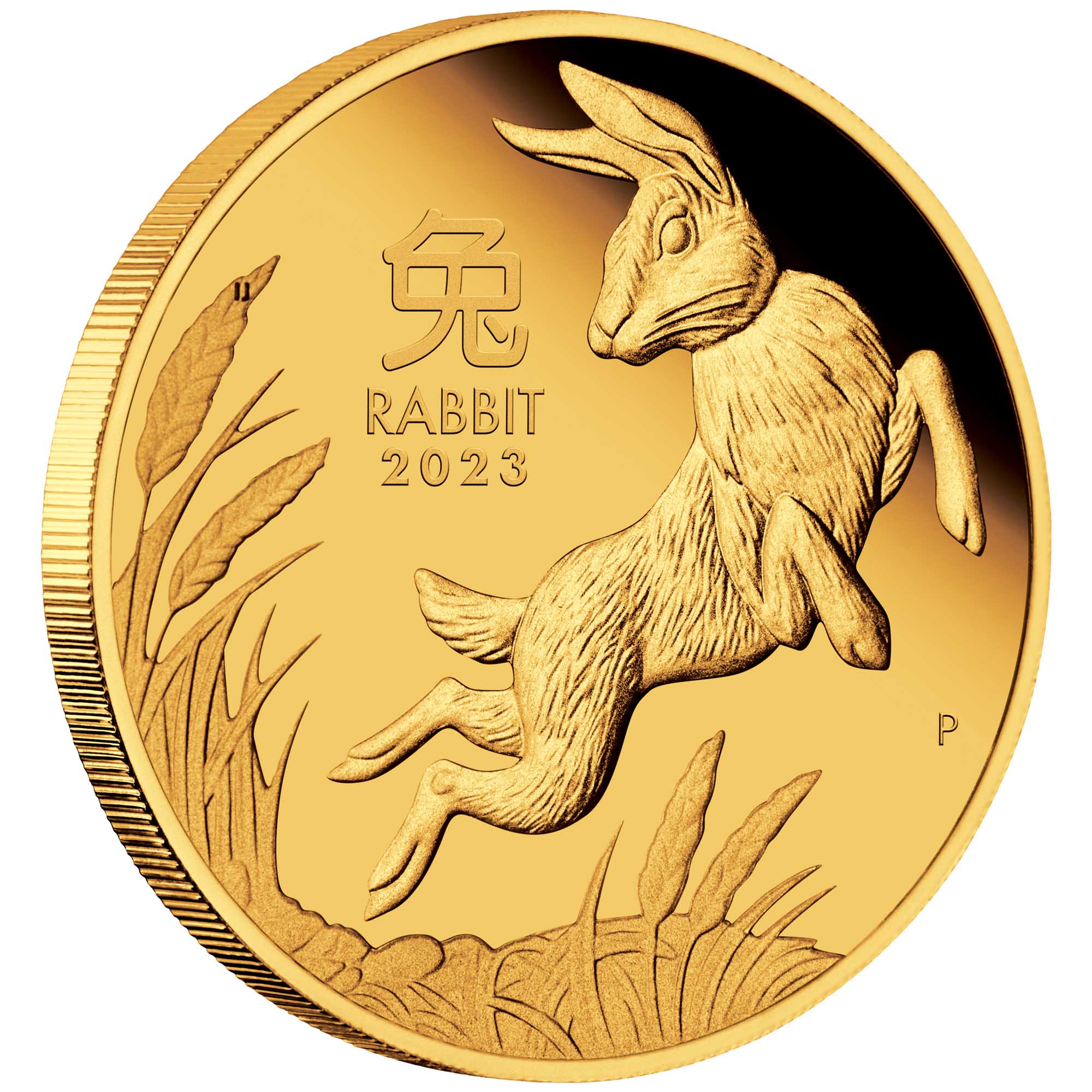 01 2023 Year of the Rabbit 1oz Gold Proof Coin OnEdge HighRes
